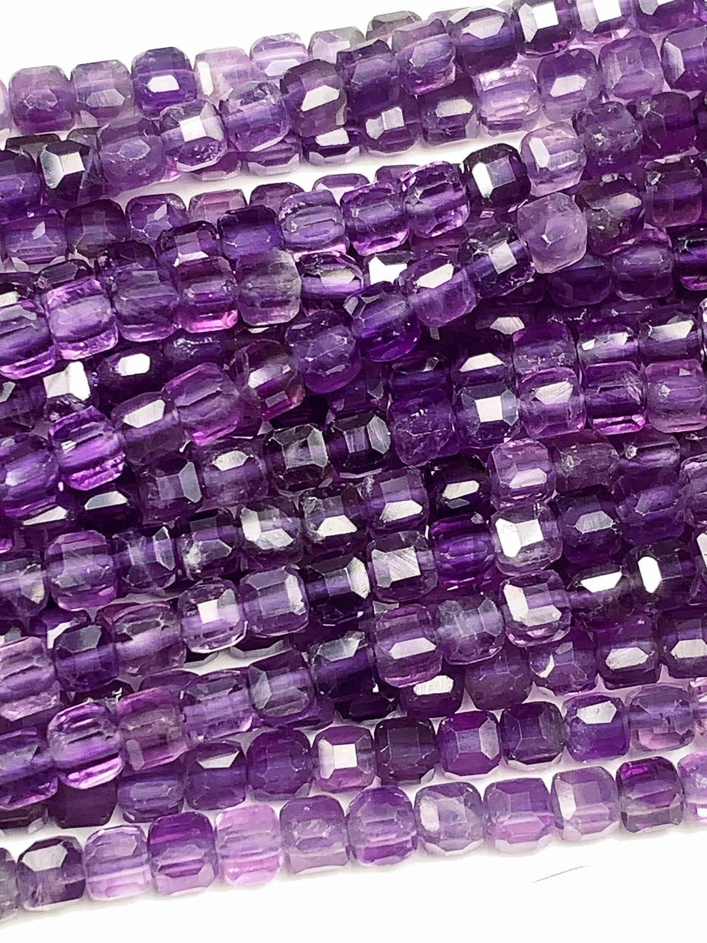 3mm AAA Natural Deep Purple Amethyst Faceted Cube Square Beads 15.5 Stand Gemstone