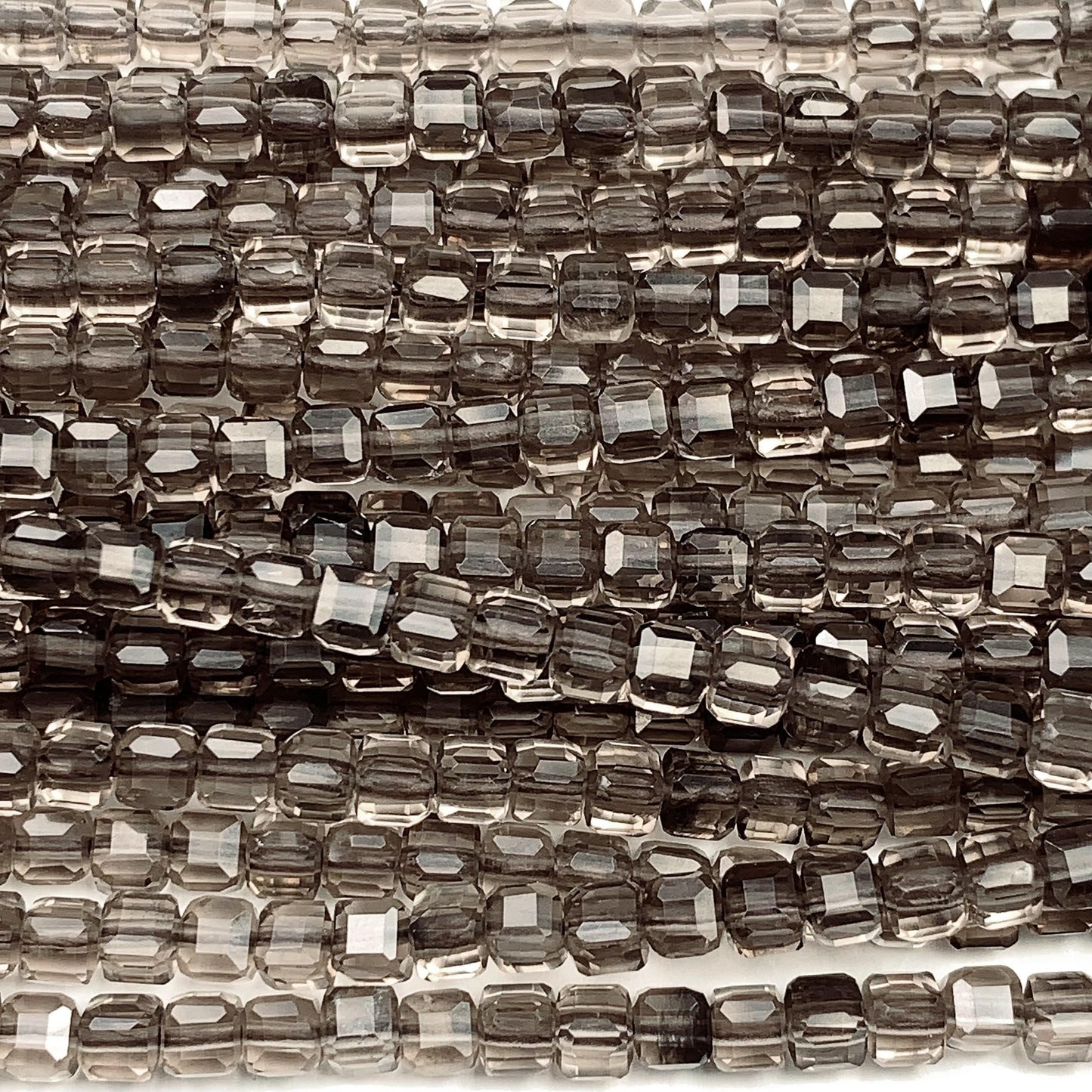 AAA Ice Smoky Obsidian Beads: 3mm Faceted Cube, 15.5" Strand