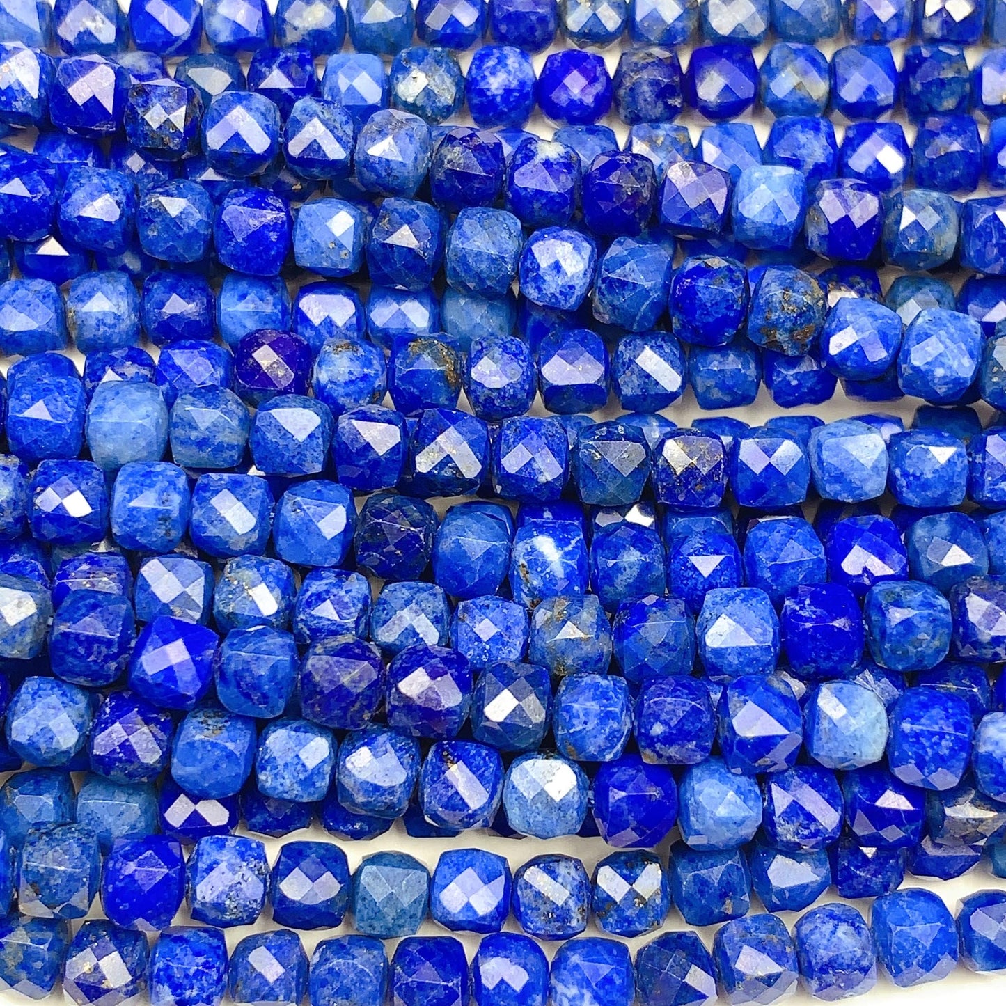 4.5mm+ No Dyed Natural Blue  lapis lazuli Faceted Cube Square Beads 15.5" Strand