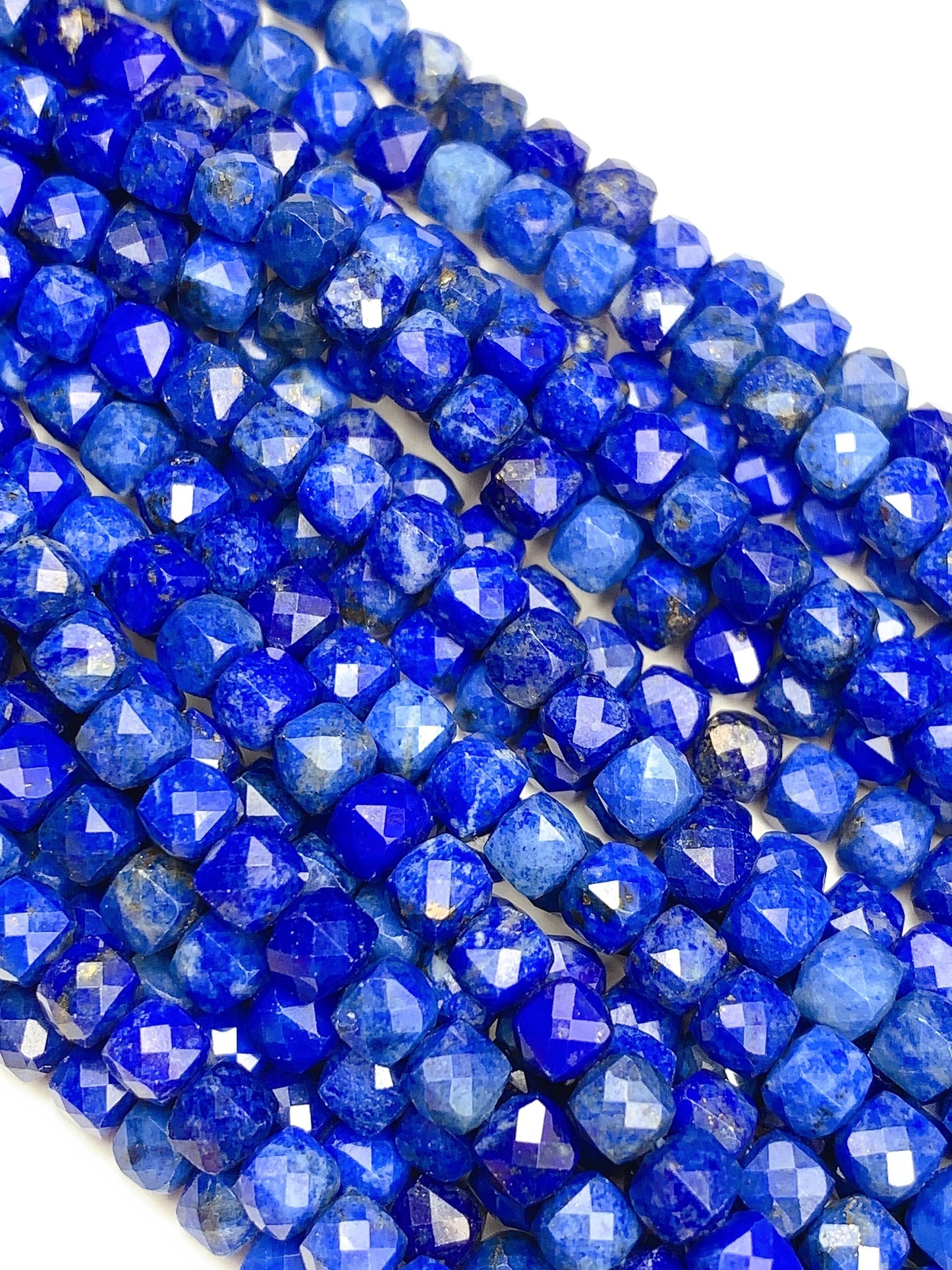 4.5mm+ No Dyed Natural Blue  lapis lazuli Faceted Cube Square Beads 15.5" Strand