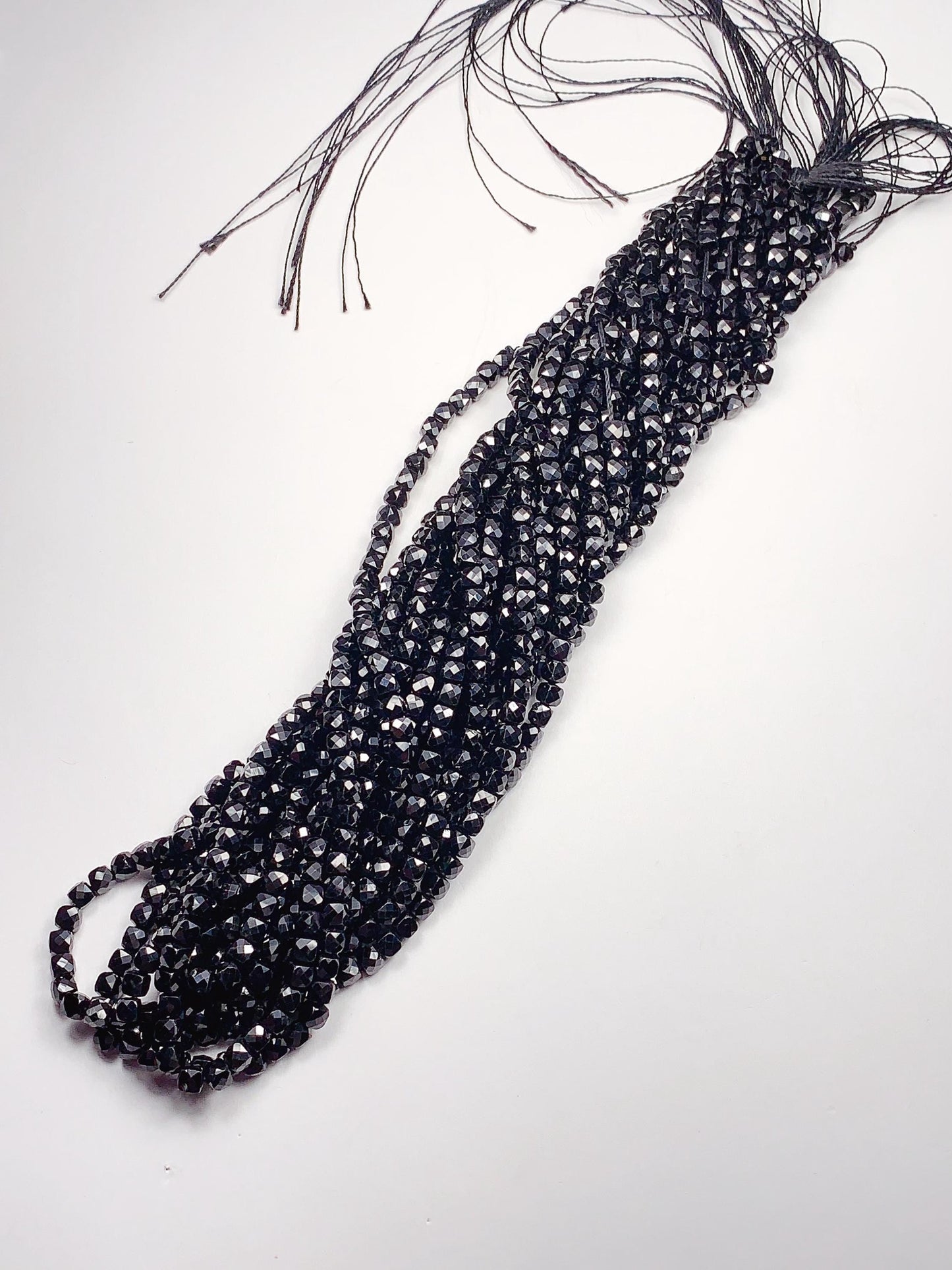 4mm AAA Black Spinel Beads: Faceted Cube Square, 15.5" Strand