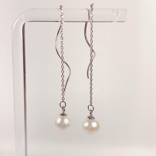 Freshwater Pearl Drop Earrings: 18k Gold Plated Sterling Silver