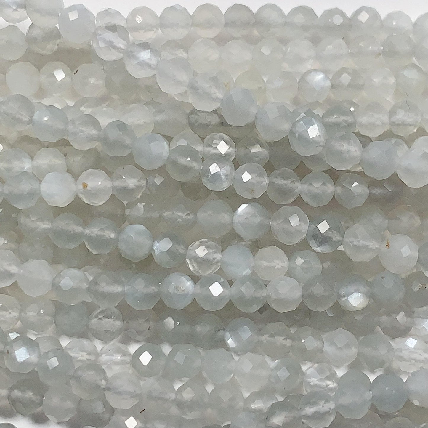 Faceted White Moonstone Beads: Natural Gemstone Strand (2mm 3mm 4mm)