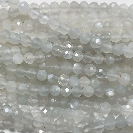 Faceted White Moonstone Beads: Natural Gemstone Strand (2mm 3mm 4mm)