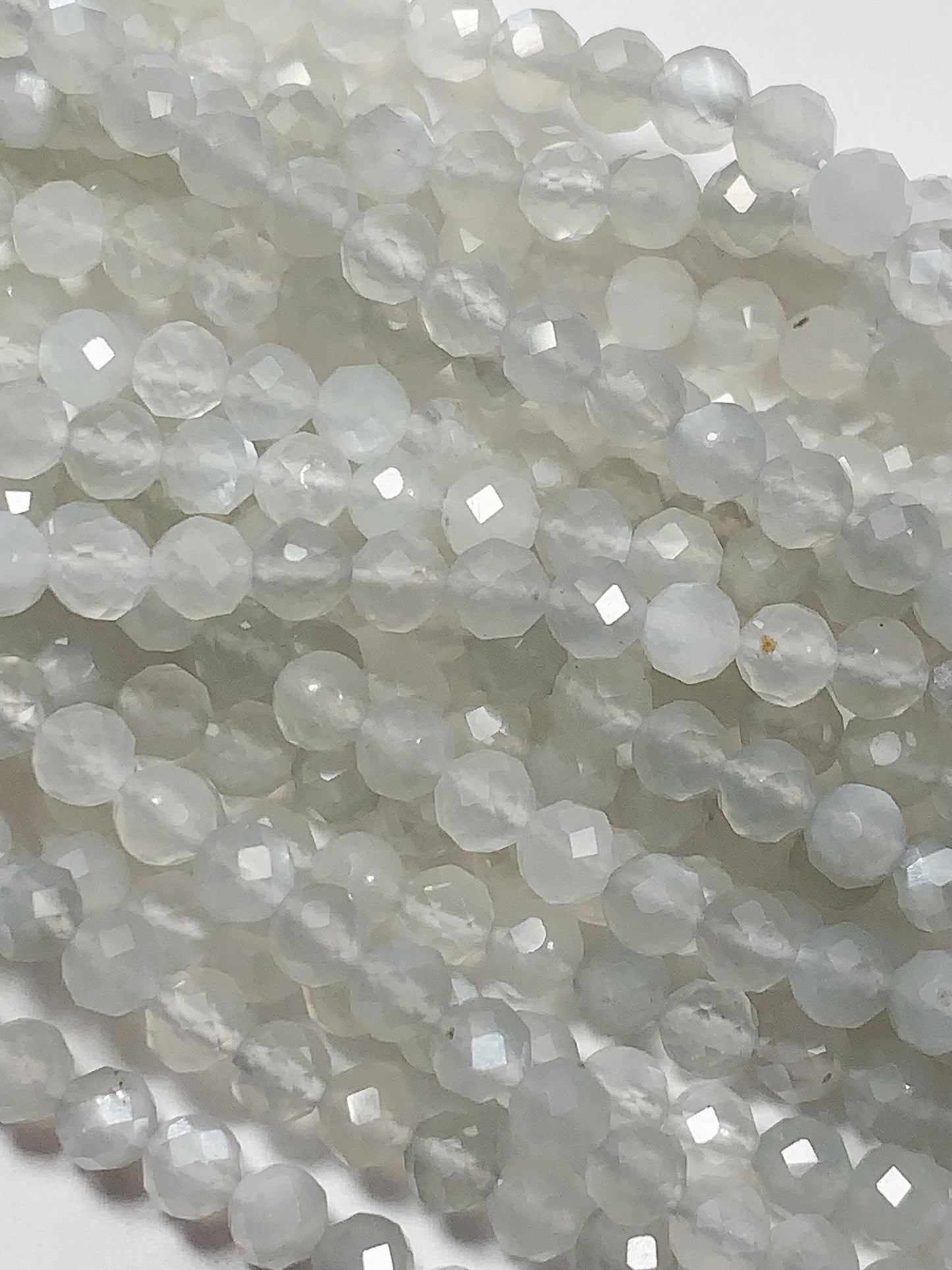 Faceted White Moonstone Beads: Natural Gemstone Strand (2mm 3mm 4mm)