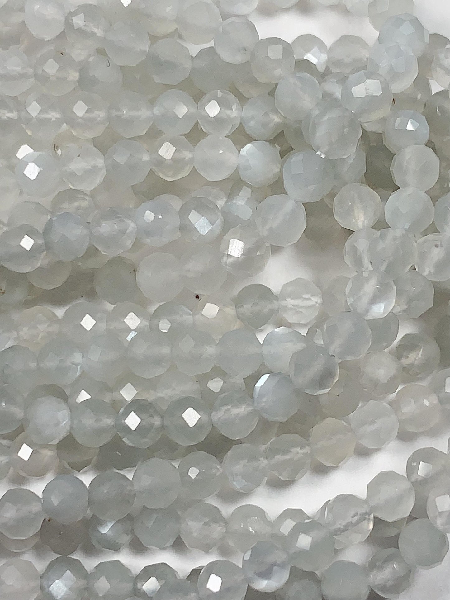 Faceted White Moonstone Beads: Natural Gemstone Strand (2mm 3mm 4mm)