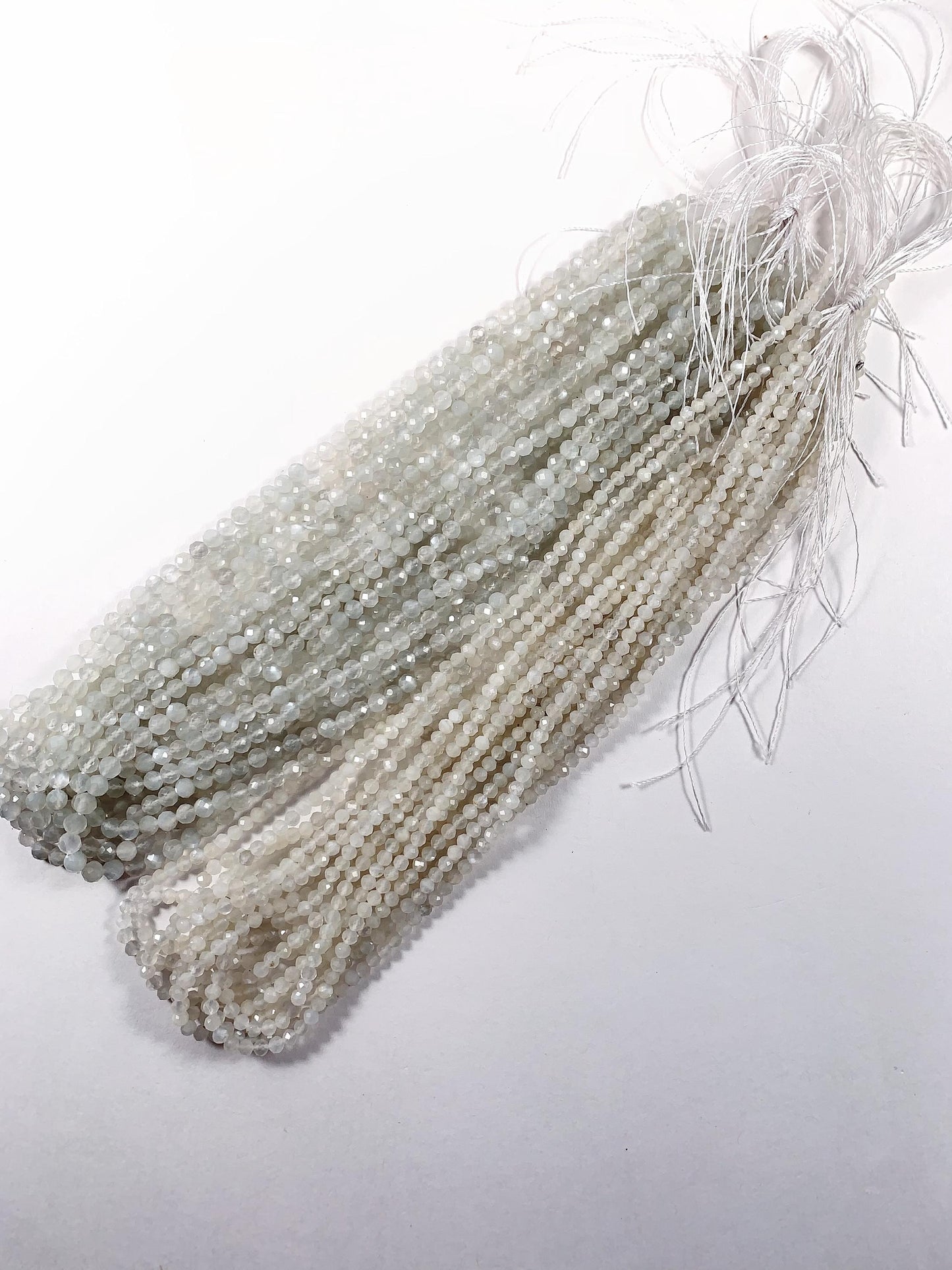 Faceted White Moonstone Beads: Natural Gemstone Strand (2mm 3mm 4mm)