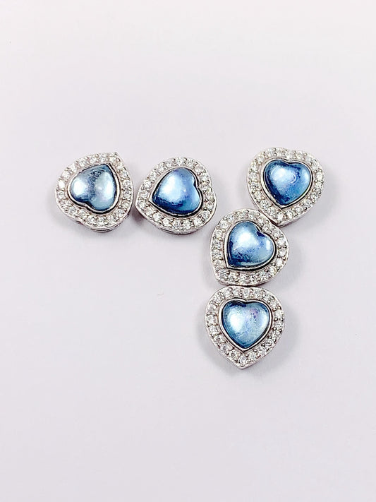 5mm Aquamarine Heart Bead: Sterling Silver Pendant Charm