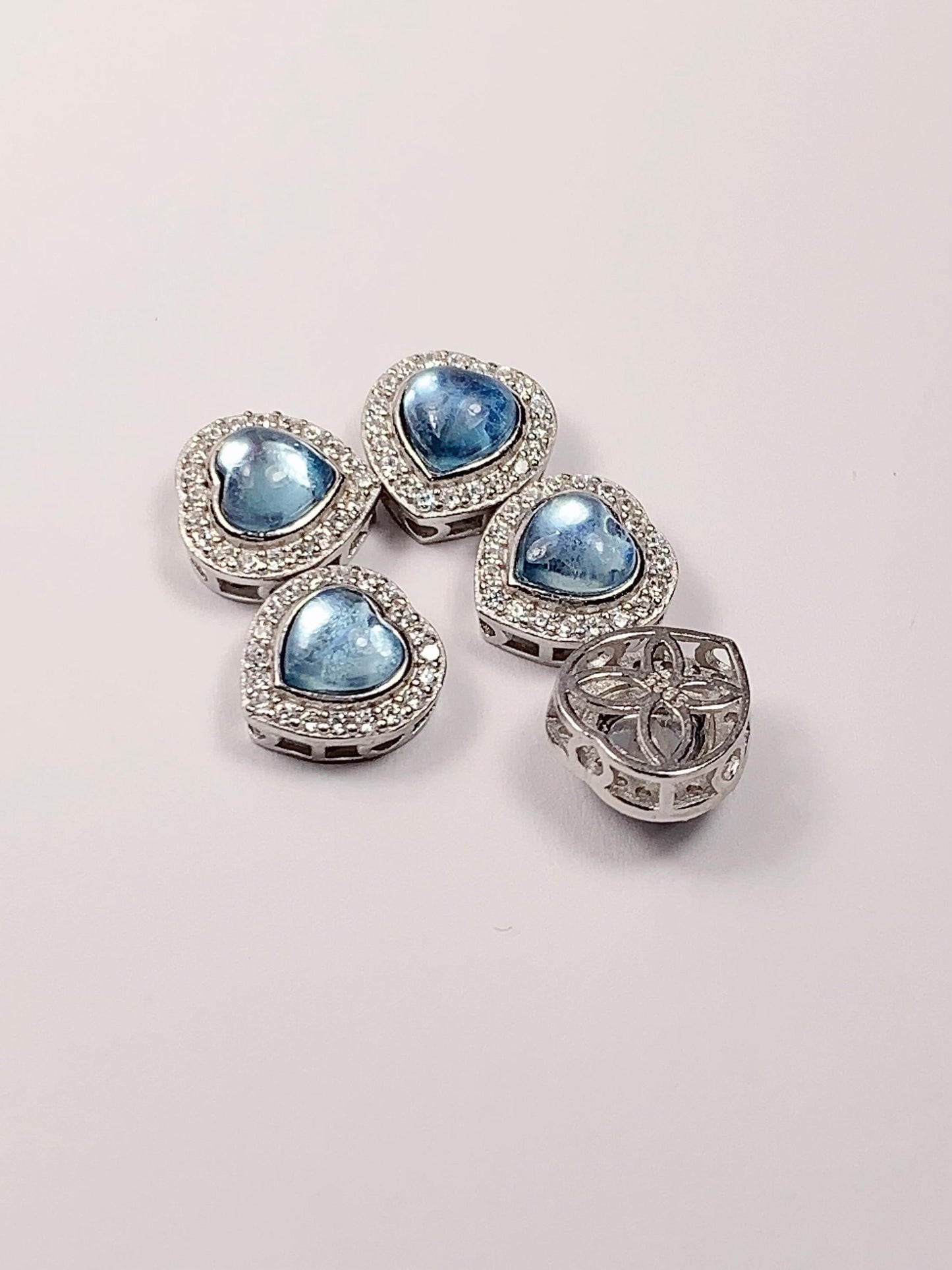 5mm Aquamarine Heart Bead: Sterling Silver Pendant Charm