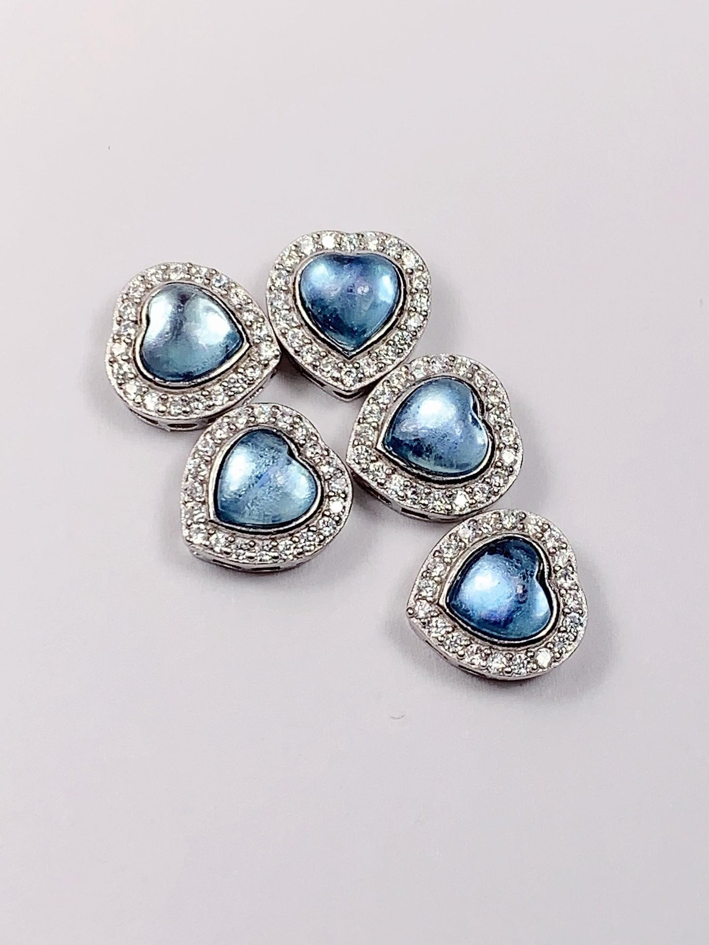 5mm Aquamarine Heart Bead: Sterling Silver Pendant Charm