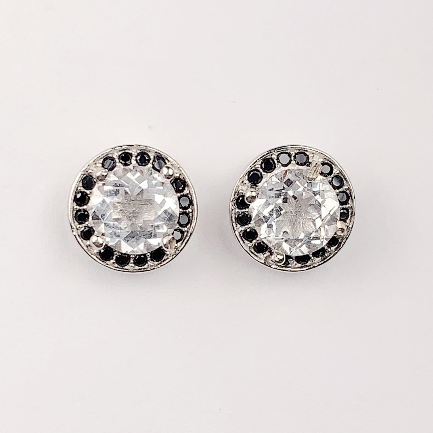 Quartz Crystal Sterling Silver Earrings: 18k Gold Plated Studs