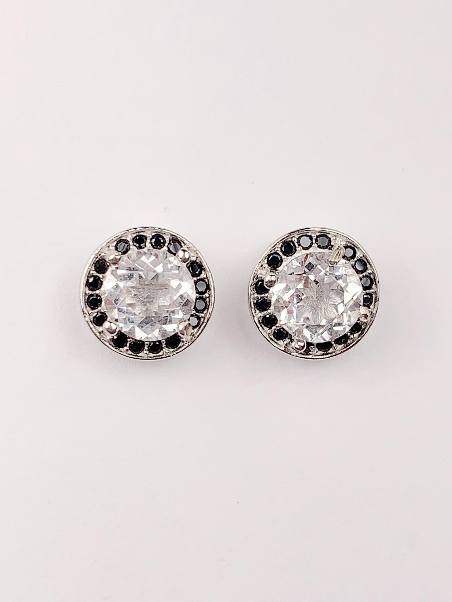 Quartz Crystal Sterling Silver Earrings: 18k Gold Plated Studs