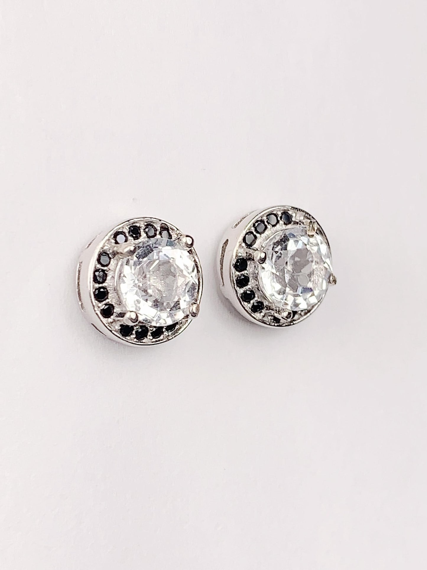 Quartz Crystal Sterling Silver Earrings: 18k Gold Plated Studs