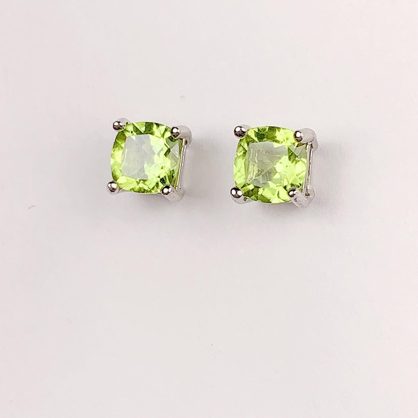 Peridot Sterling Silver Stud Earrings: 18k Gold Plated, August Birthstone