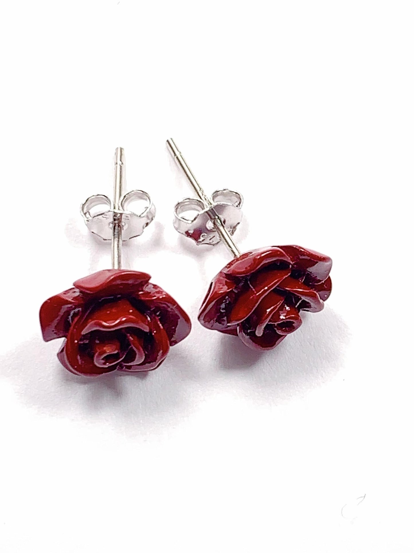 9.5mm  Natural Pink Tourmaline Faceted Round Cut 18k white Gold Plated S 925 Sterling Silver Earrings Ear stud