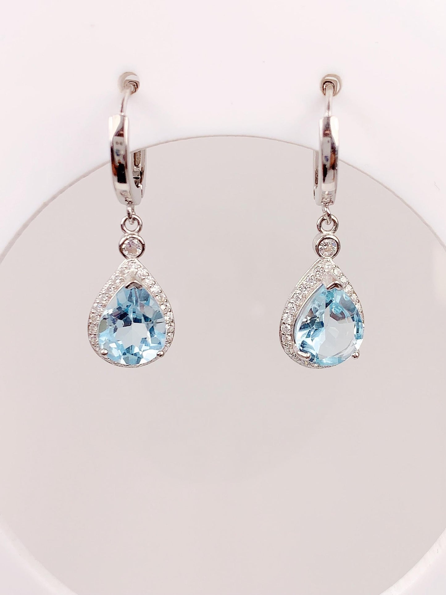 Blue Topaz Drop Earrings: 18k Gold Plated Sterling Silver