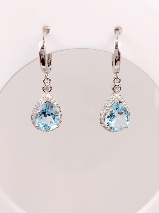 Blue Topaz Drop Earrings: 18k Gold Plated Sterling Silver