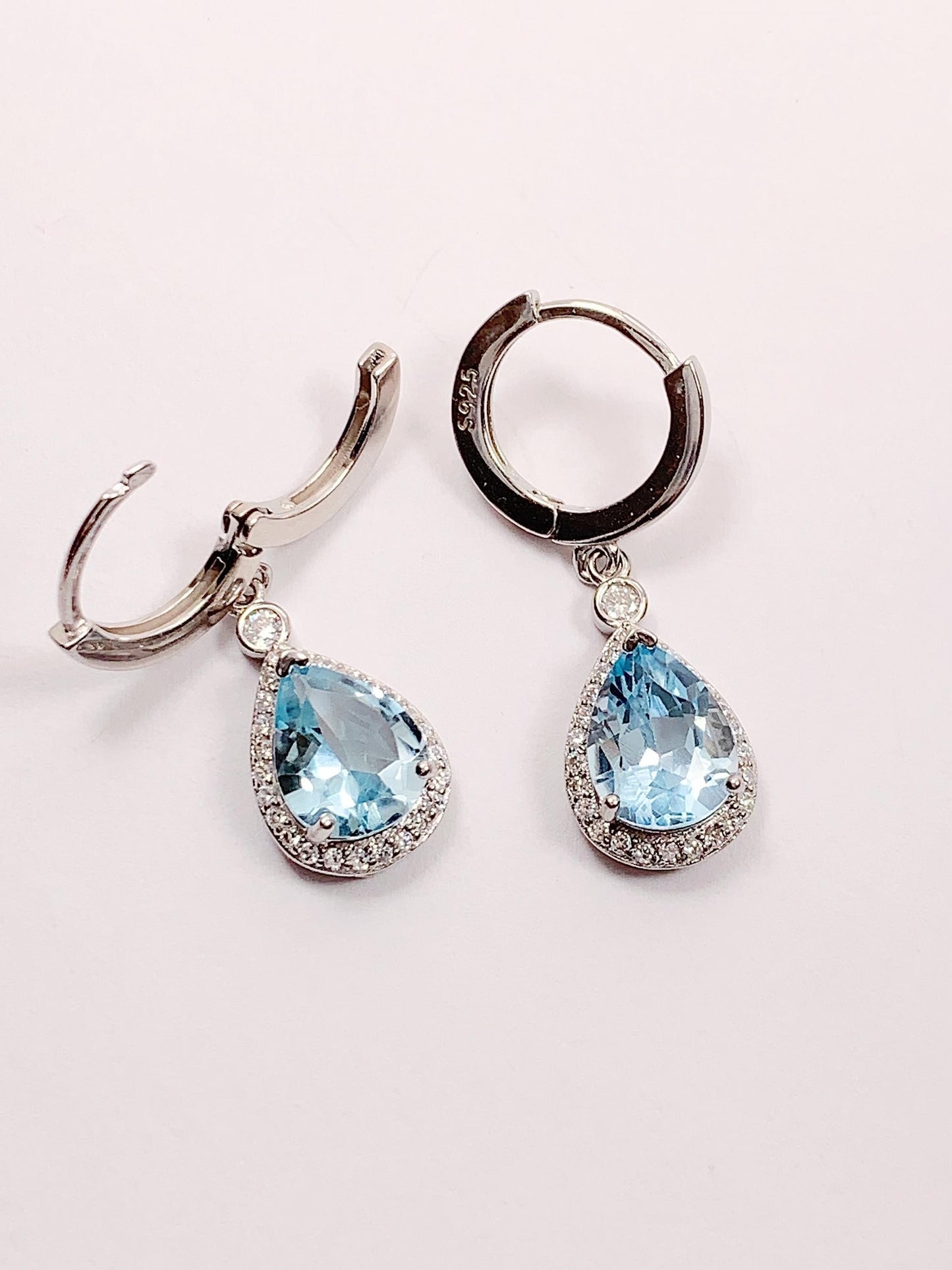 Blue Topaz Drop Earrings: 18k Gold Plated Sterling Silver