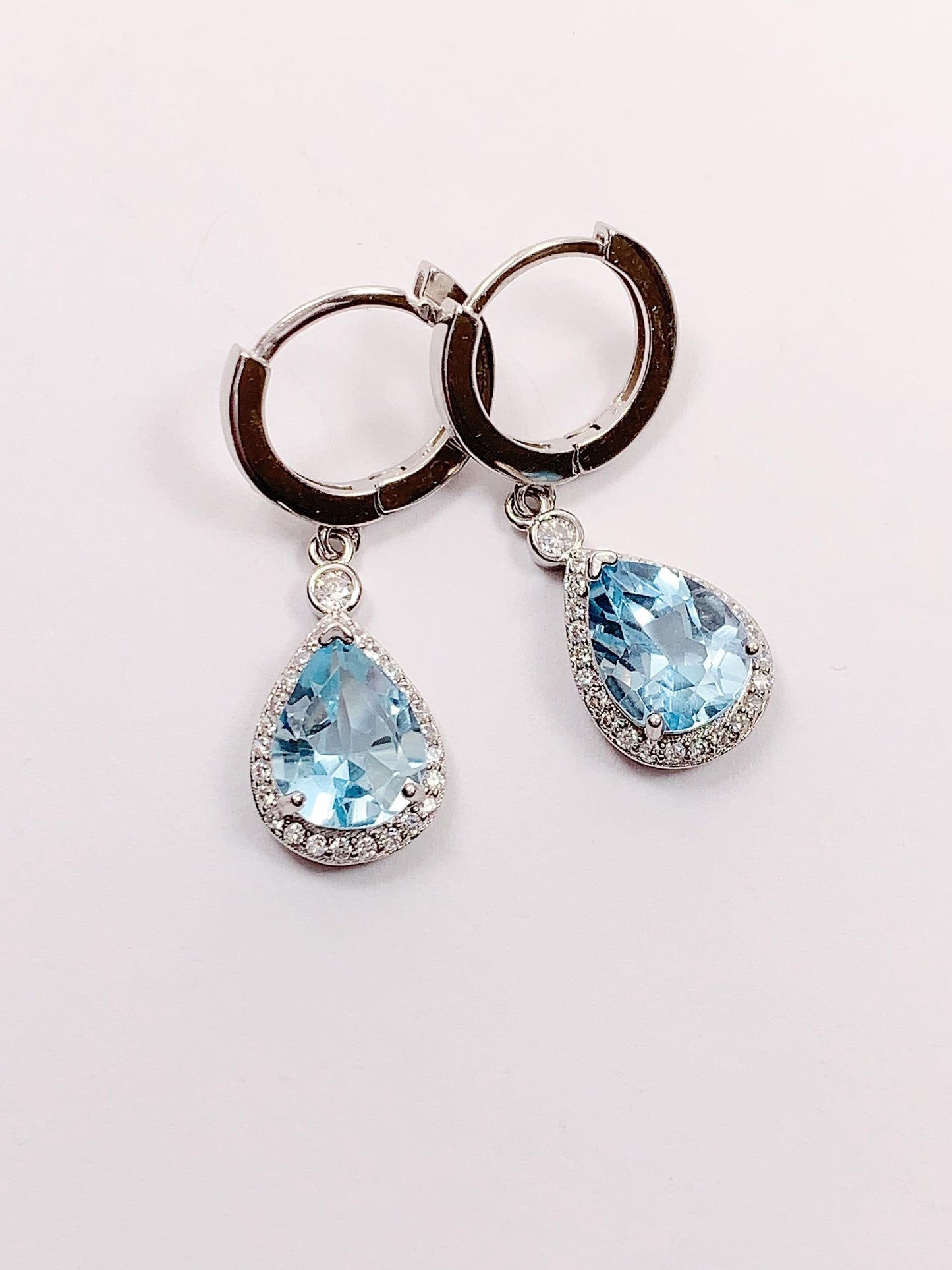 Blue Topaz Drop Earrings: 18k Gold Plated Sterling Silver
