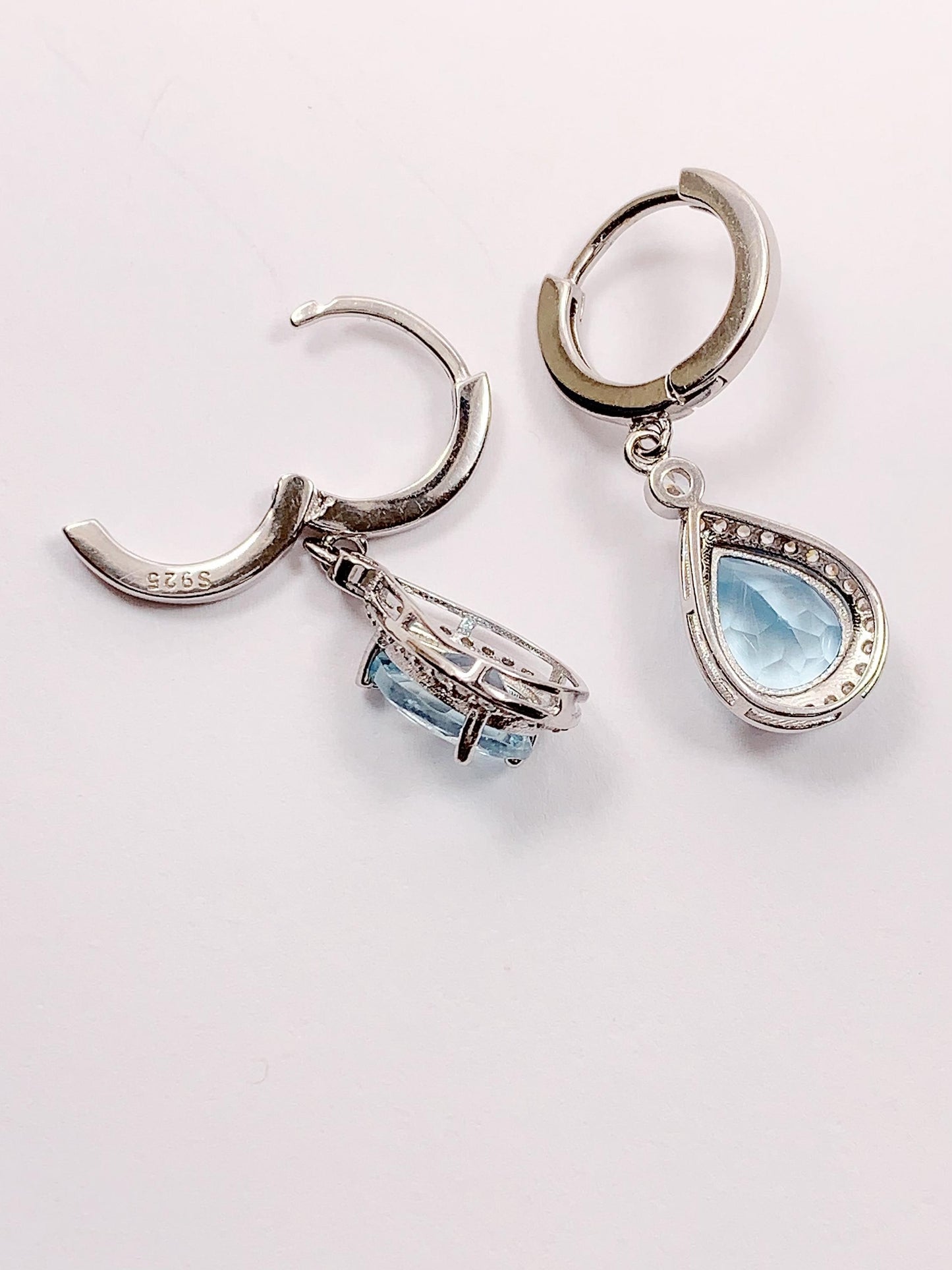 Blue Topaz Drop Earrings: 18k Gold Plated Sterling Silver