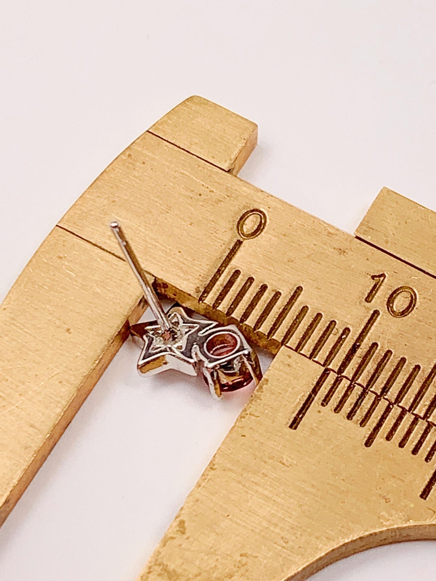 Pink Tourmaline Star Moon Earrings: Sterling Silver Studs