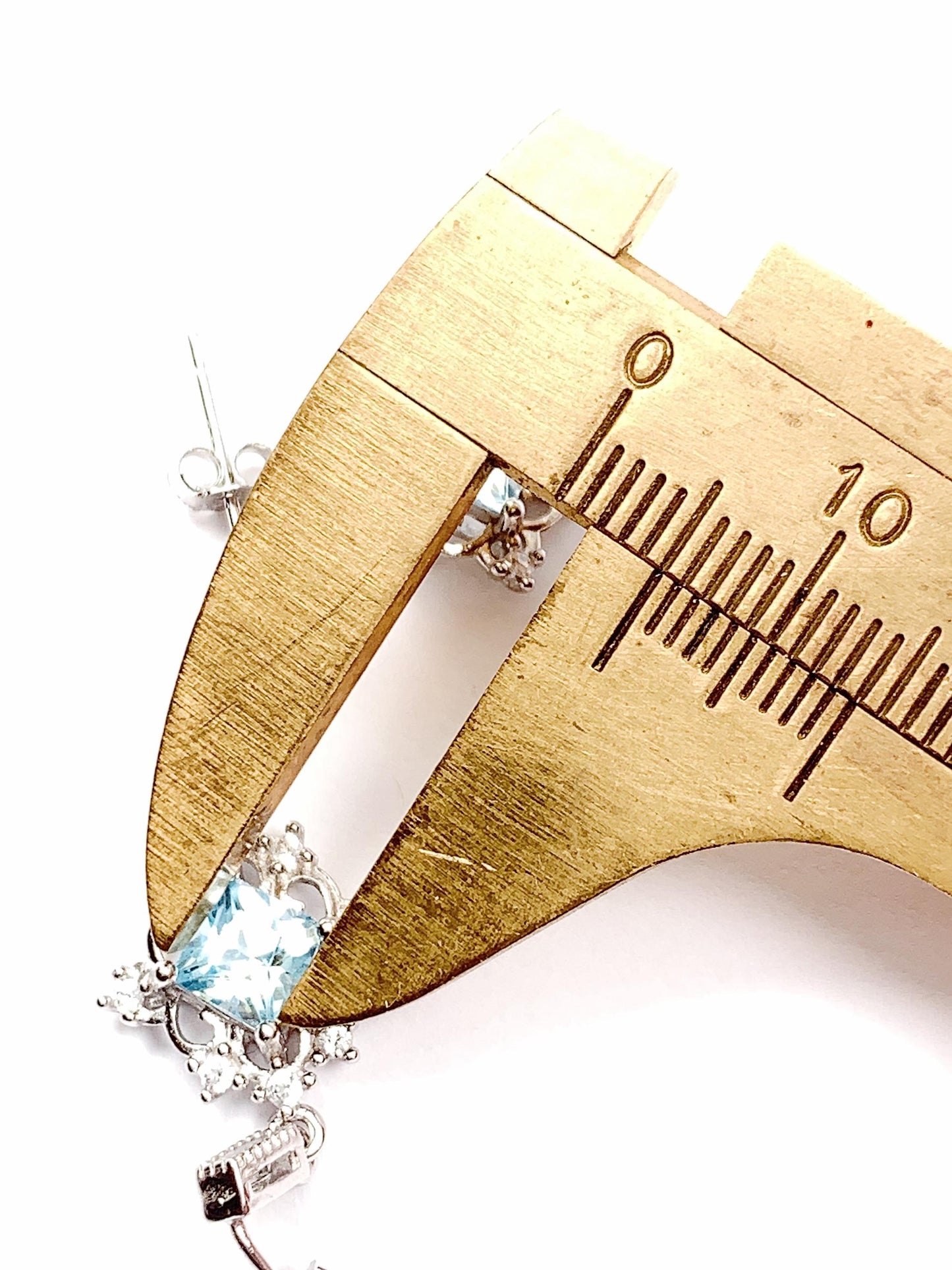 Blue Topaz Sterling Silver Earrings: 18k White Gold Plated Studs