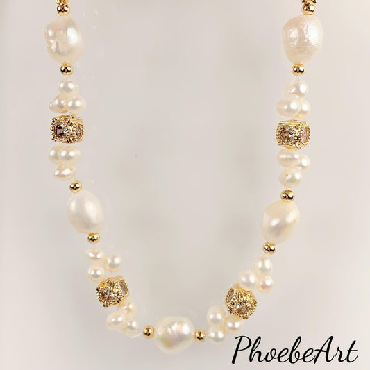 Baroque Freshwater Pearl Bracelet: 14K Gold Filled, June Birthstone