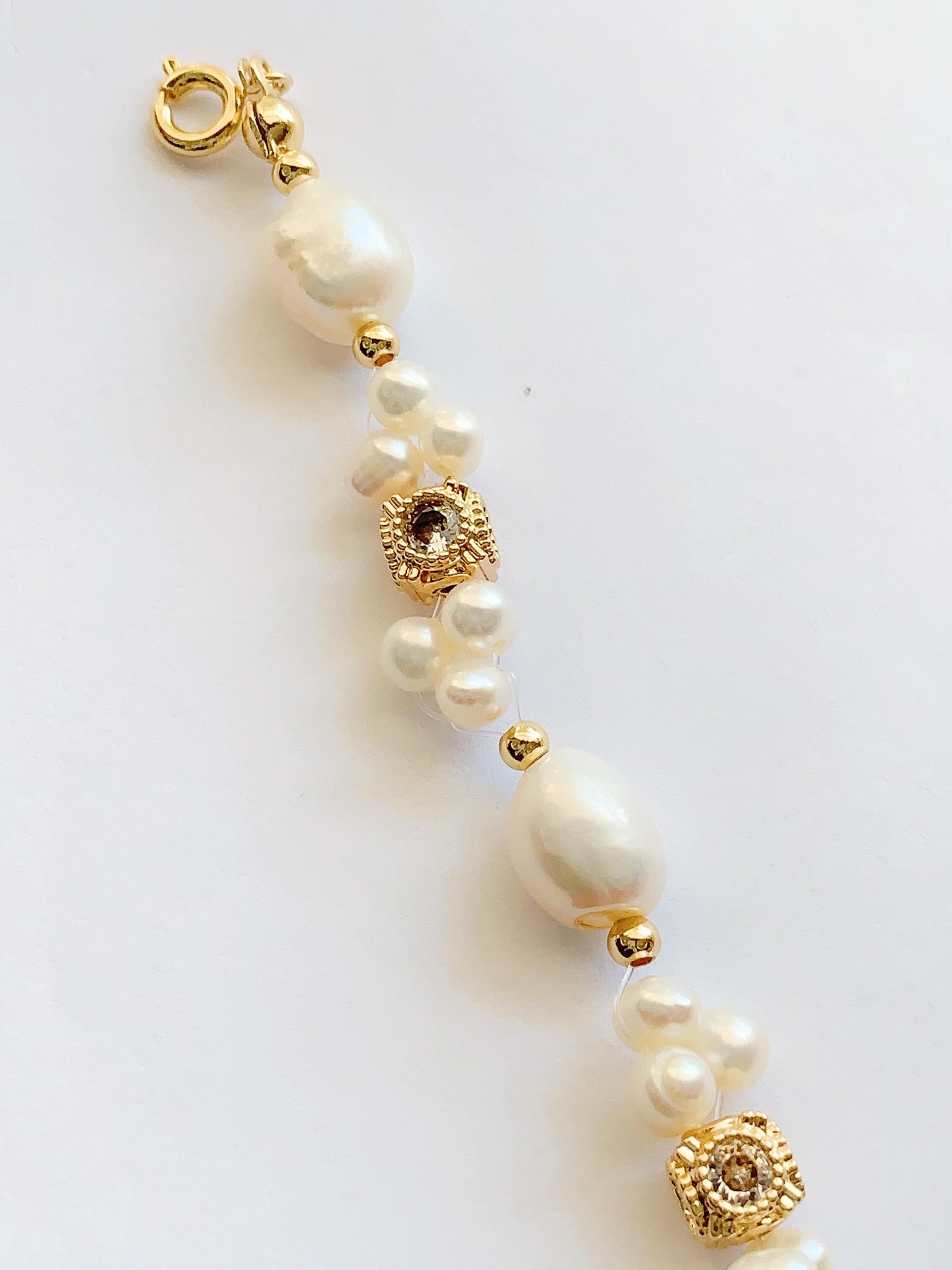 Baroque Freshwater Pearl Bracelet: 14K Gold Filled, June Birthstone