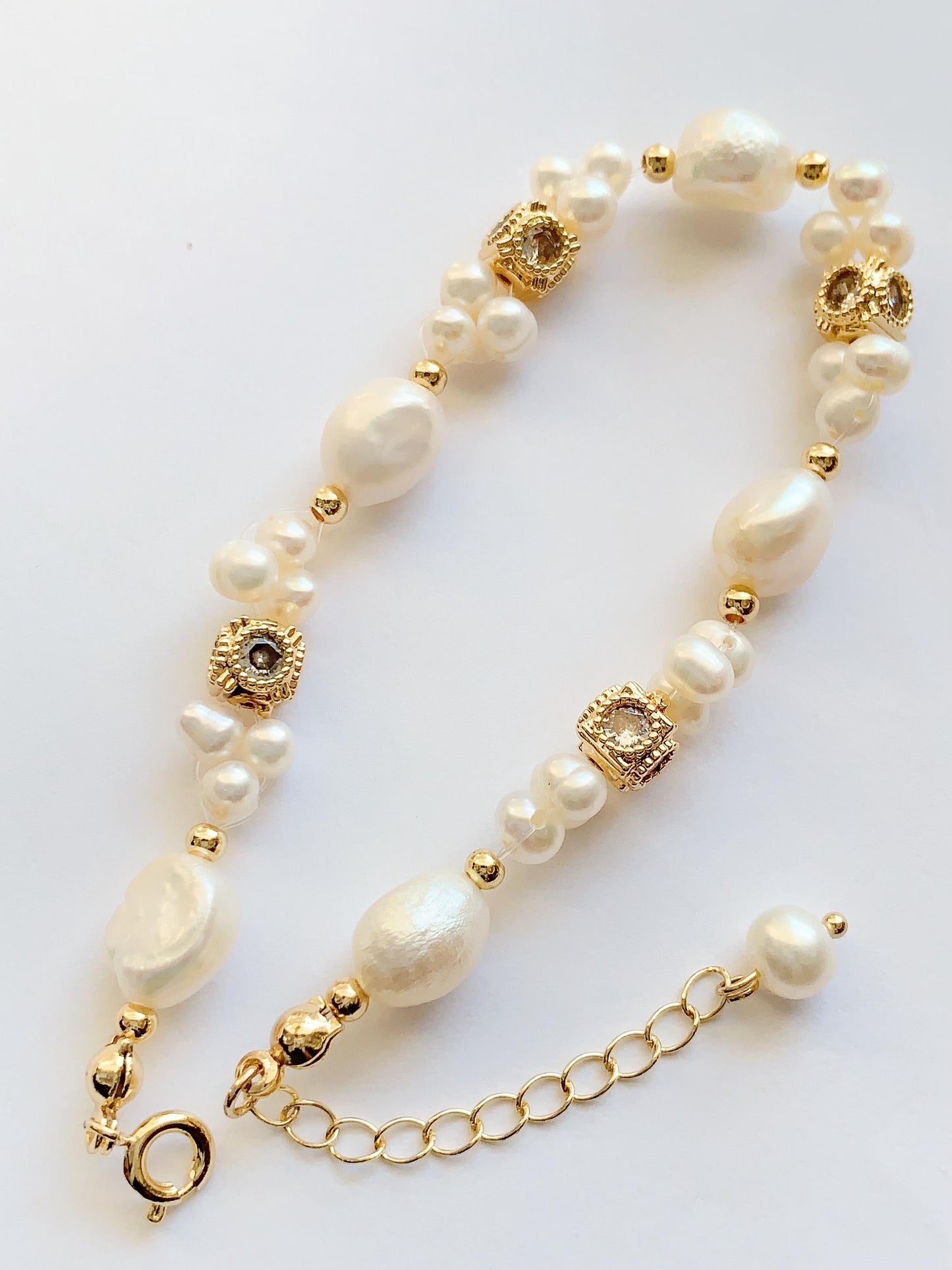 Baroque Freshwater Pearl Bracelet: 14K Gold Filled, June Birthstone