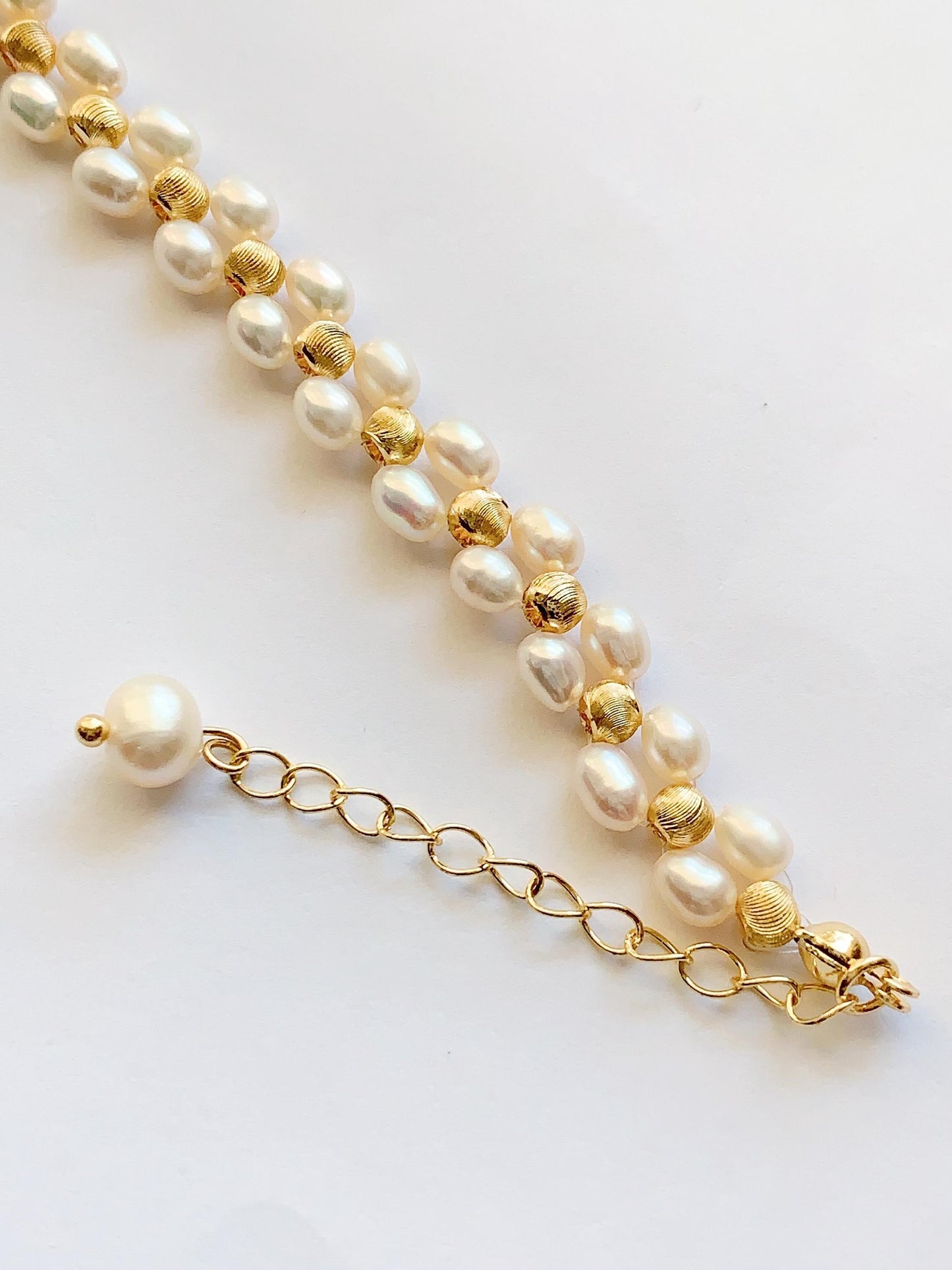 Freshwater Pearl Bracelet: 14K Gold Filled Cat Eye Beads