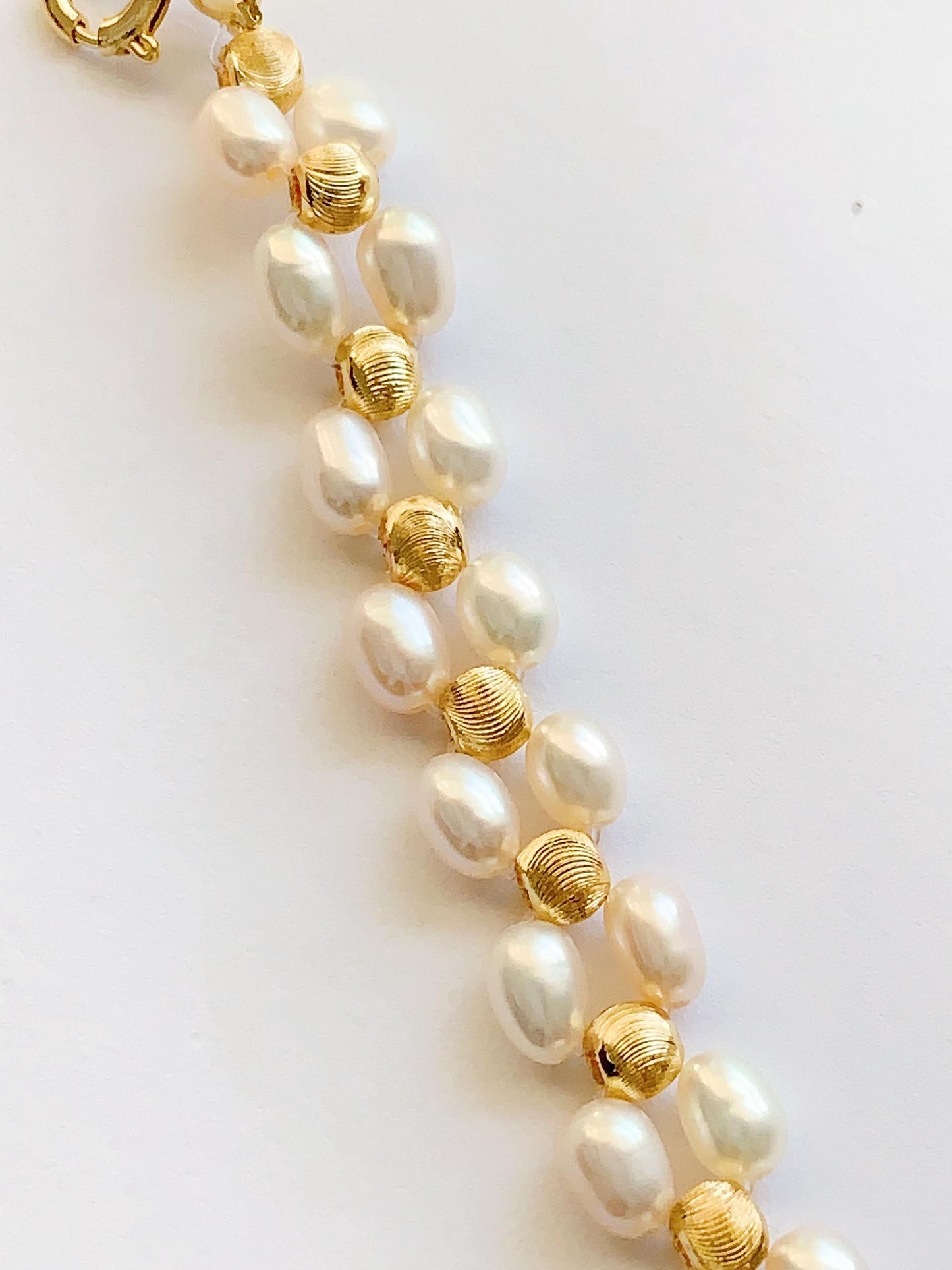 Freshwater Pearl Bracelet: 14K Gold Filled Cat Eye Beads