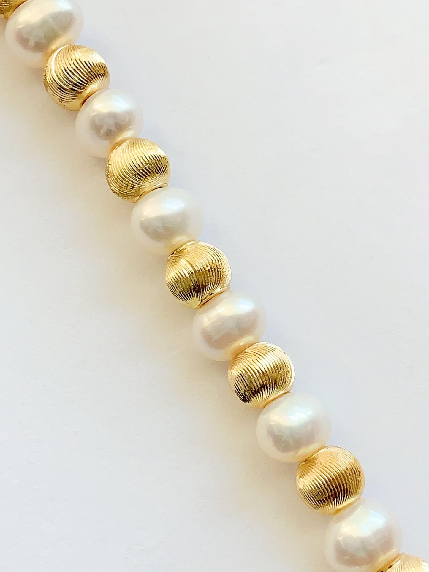 Freshwater Pearl Bracelet: 14K Gold Filled, Cat Eye Beads