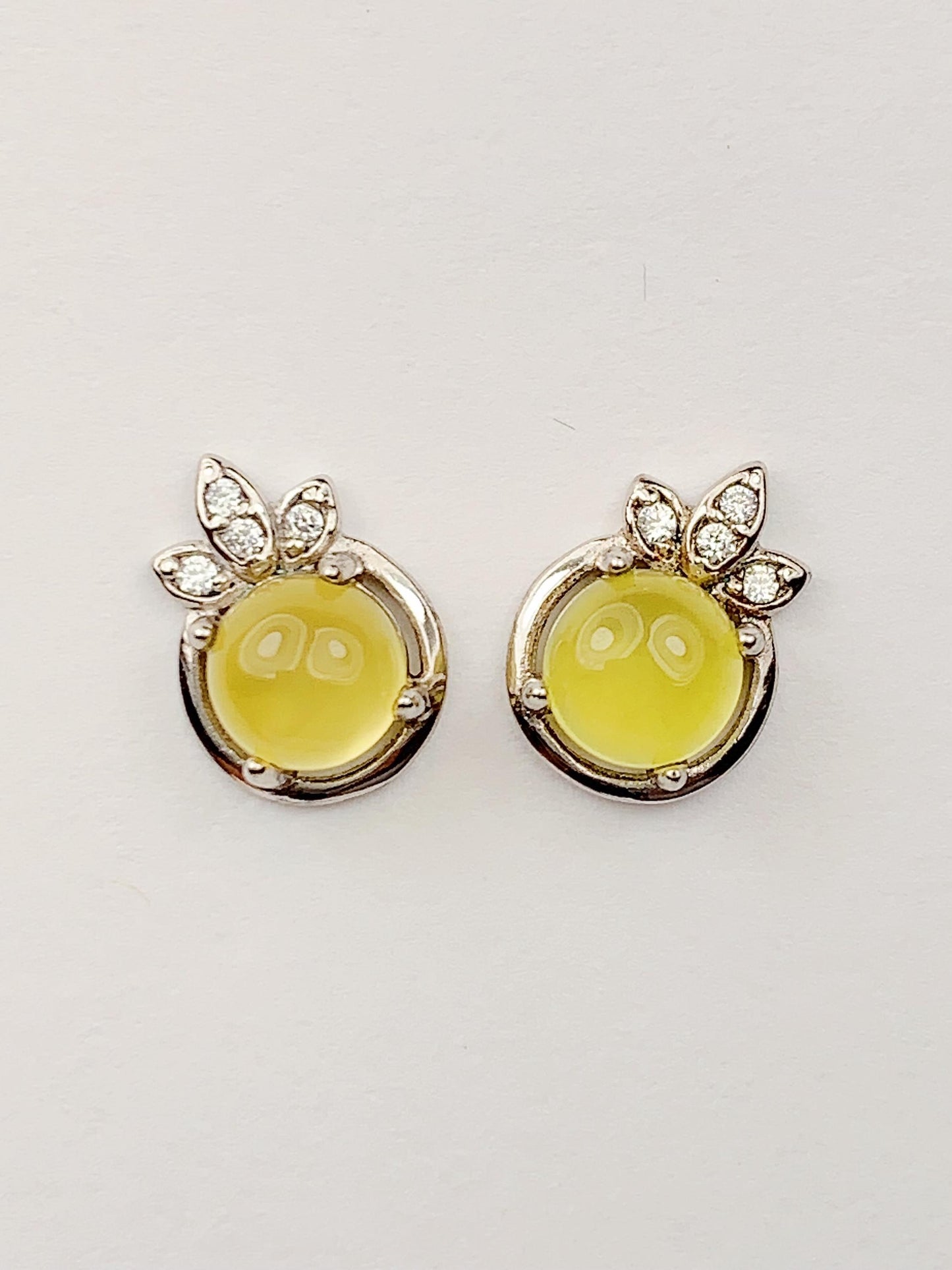 Prehnite Earrings: 18k Gold Plated Sterling Silver Leaves Studs
