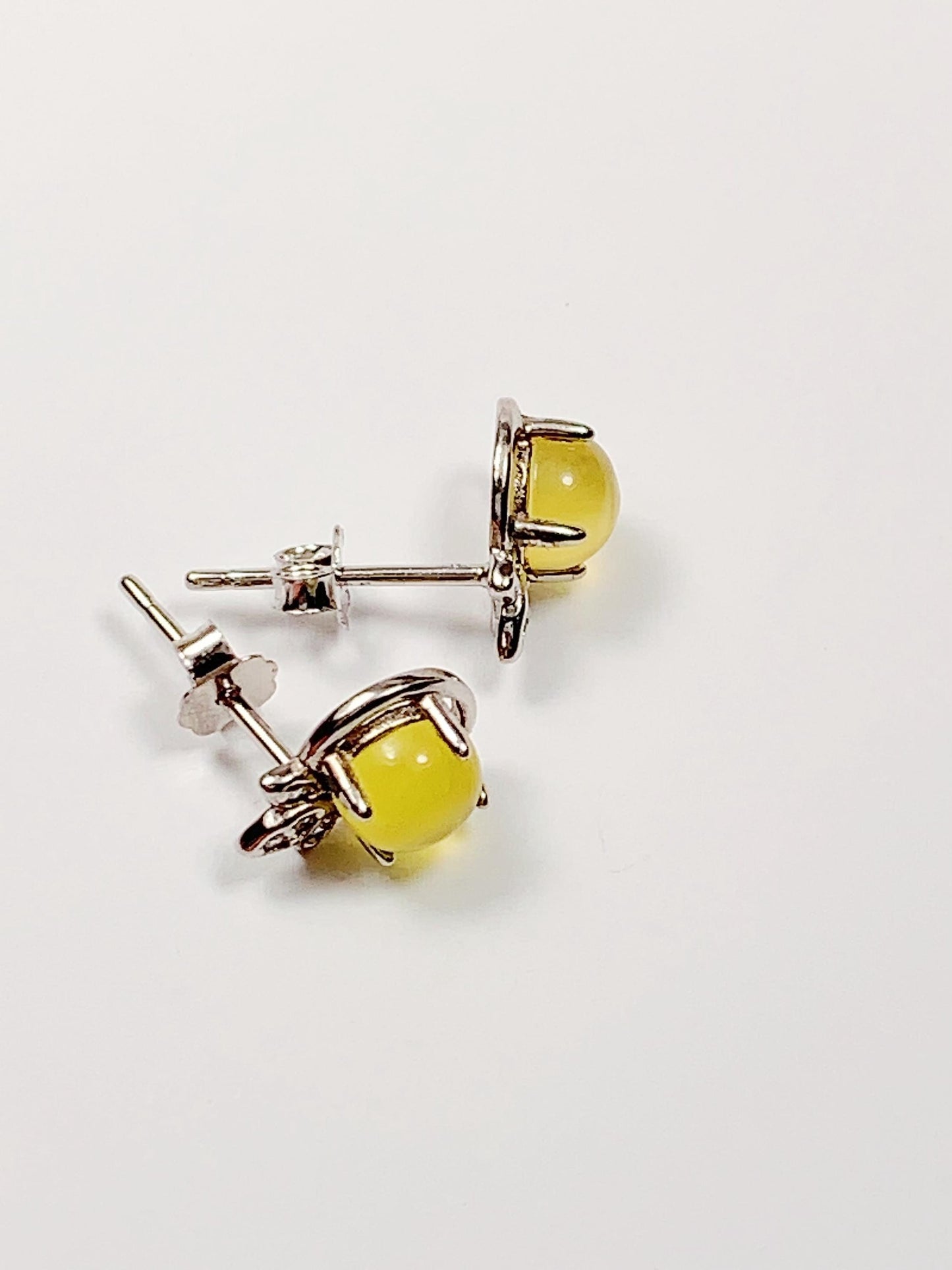 Prehnite Earrings: 18k Gold Plated Sterling Silver Leaves Studs