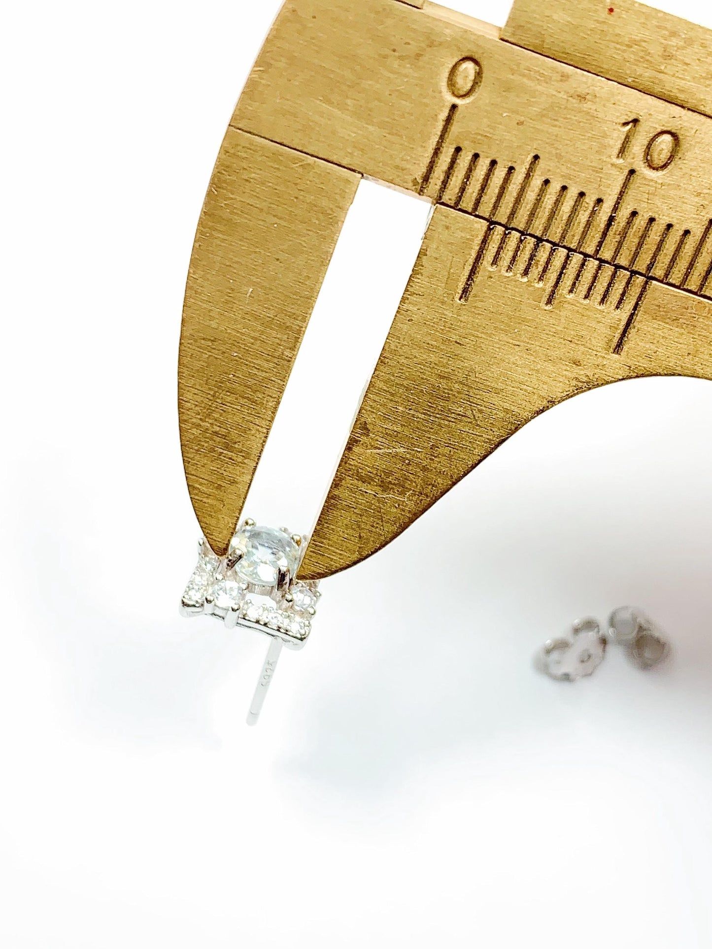Aquamarine Sterling Silver Earrings: 18k Gold Plated Flower Studs