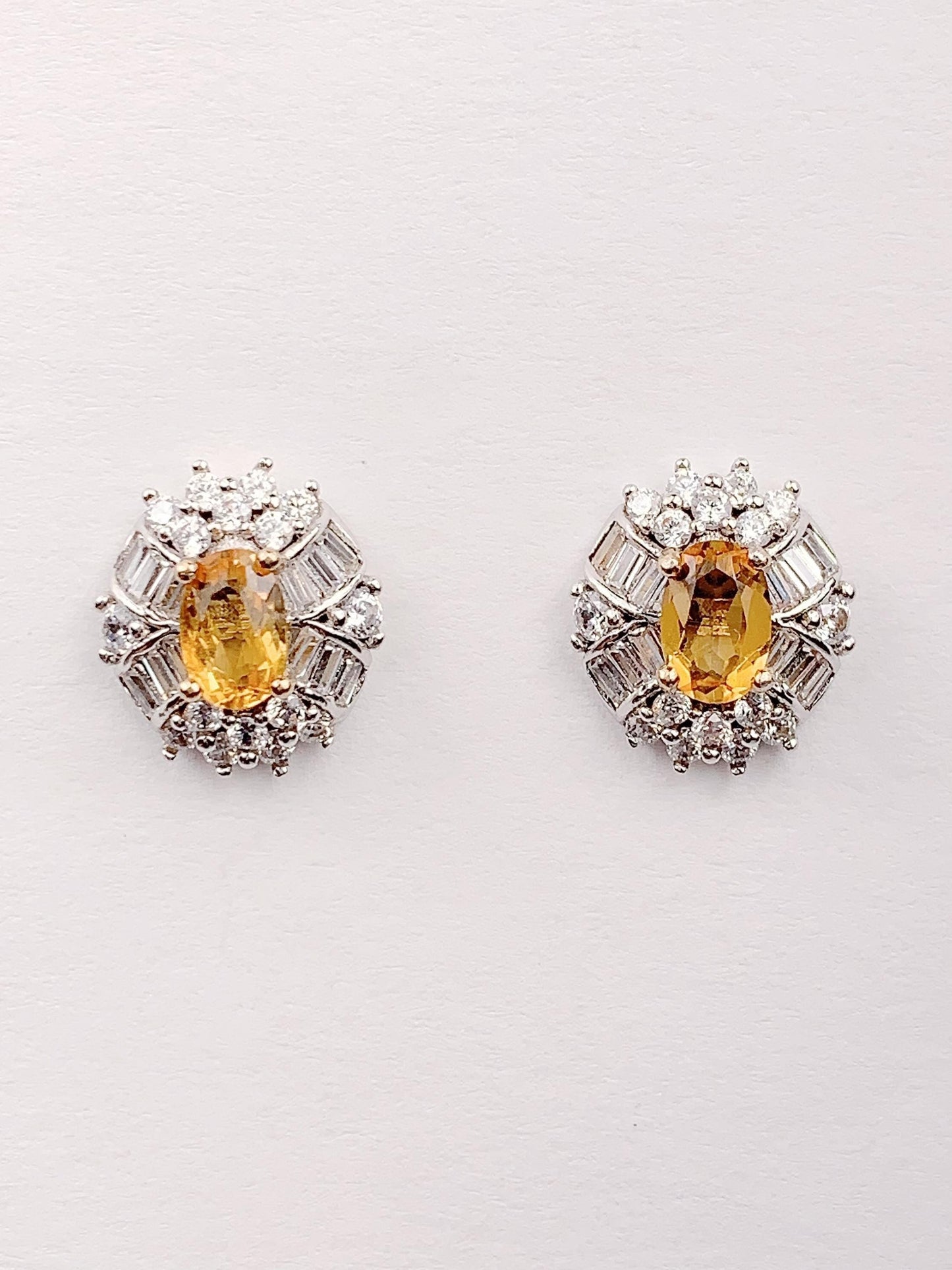 Citrine Earrings: 18k Gold Plated Sterling Silver Studs