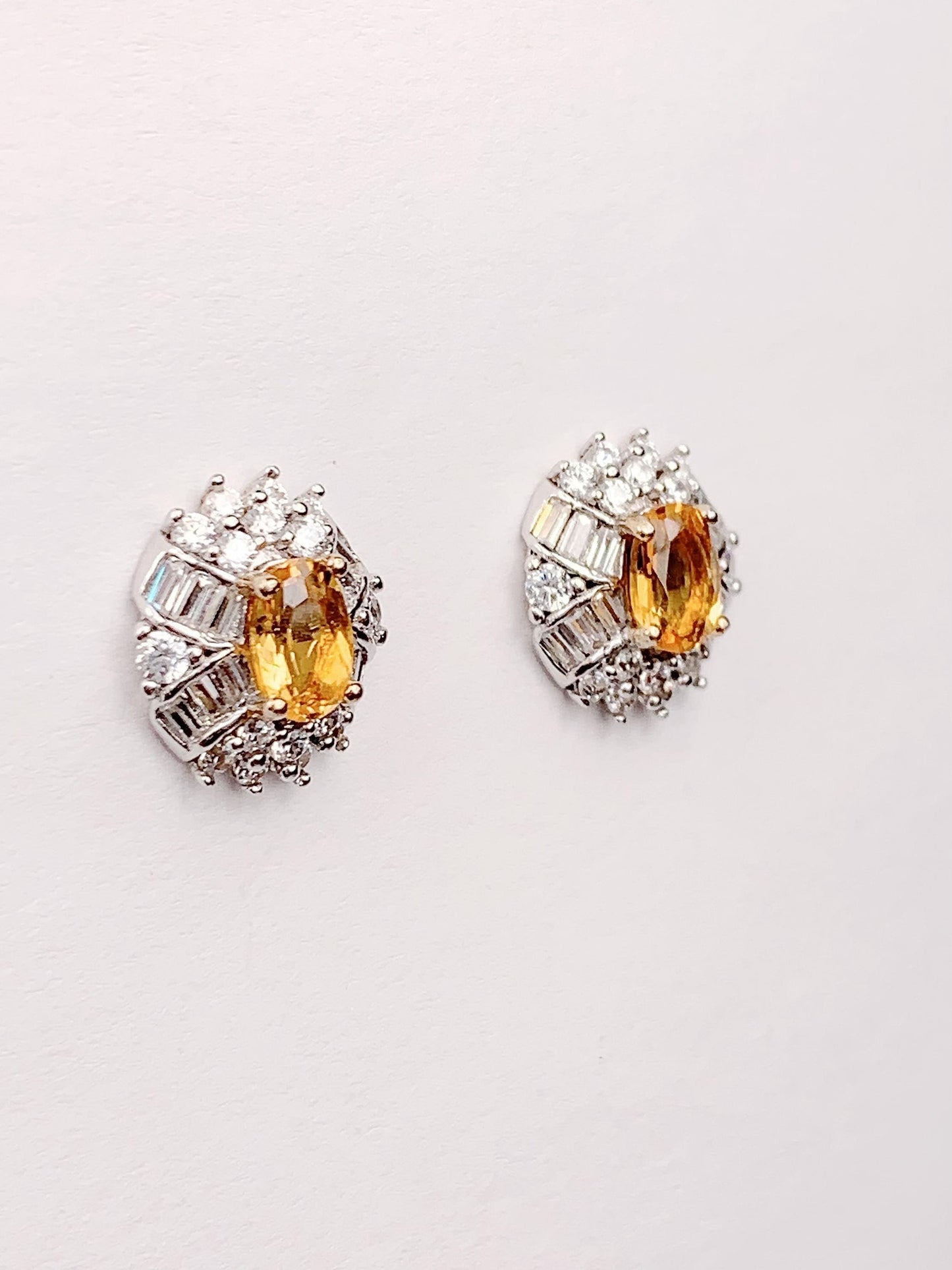 Citrine Earrings: 18k Gold Plated Sterling Silver Studs
