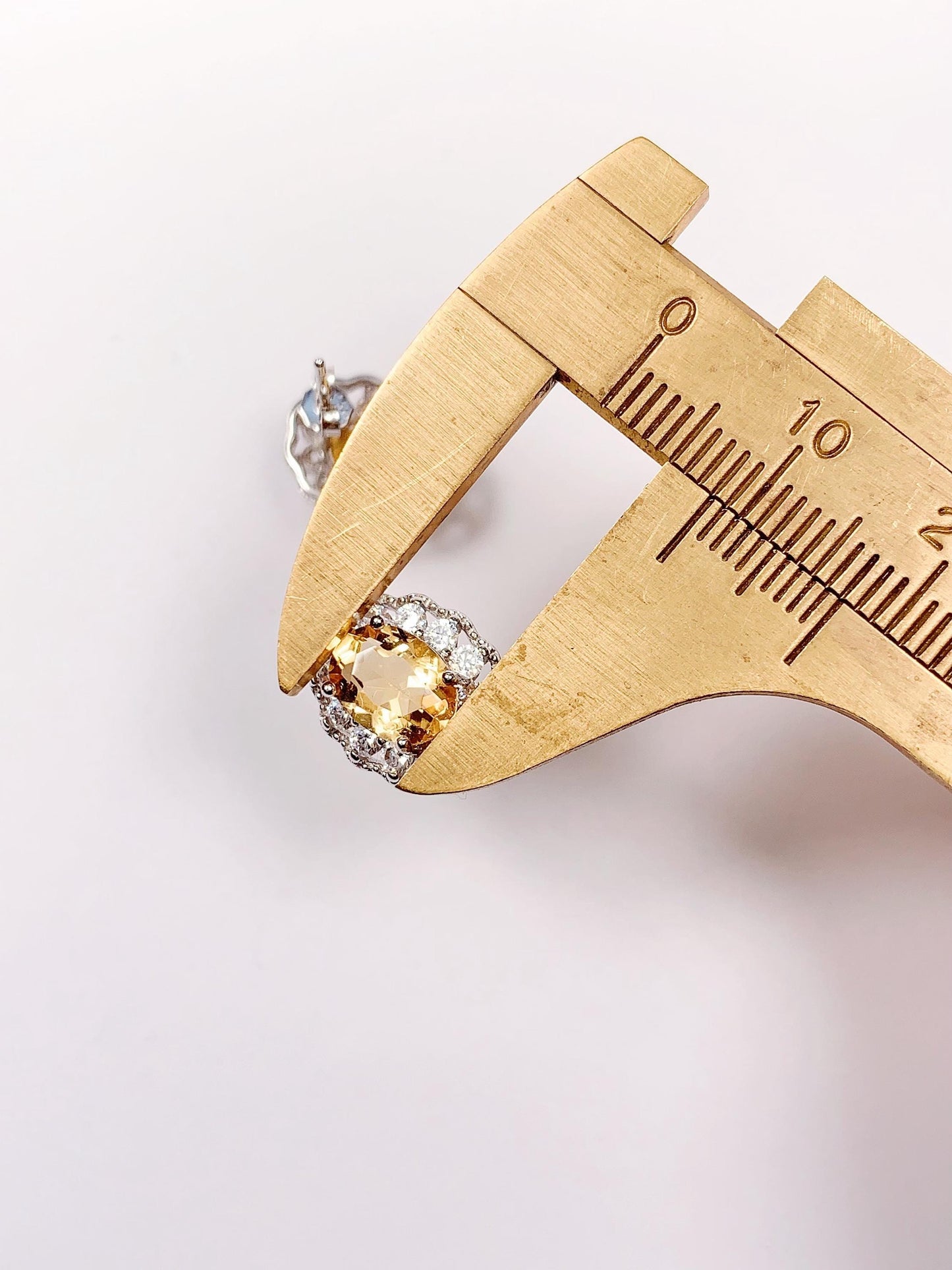 Citrine Earrings: Oval Cut, 18k White Gold Plated Sterling Silver