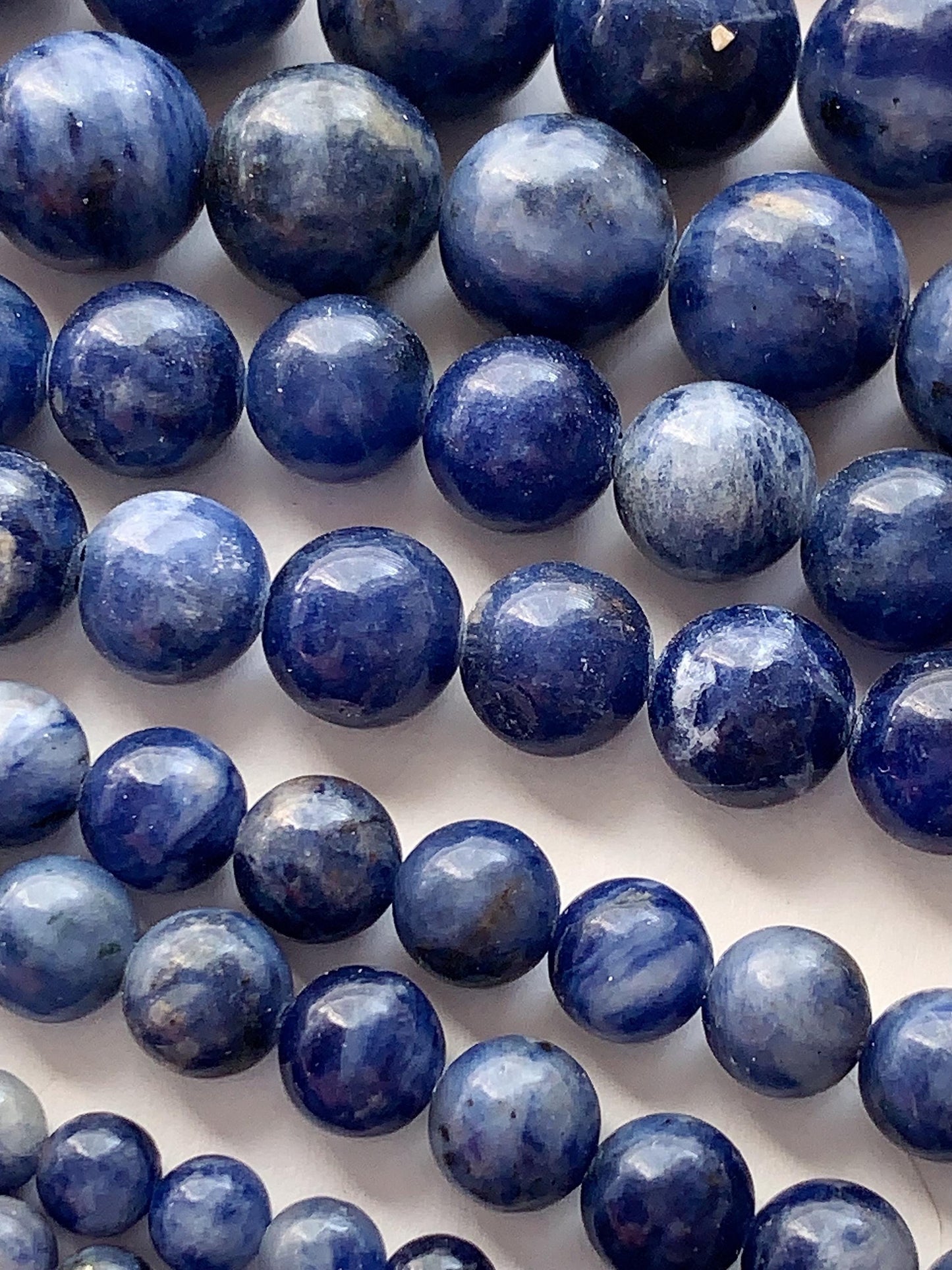 Natural Blue Sodalite Beads: Smooth Round Gemstone Strand (15")