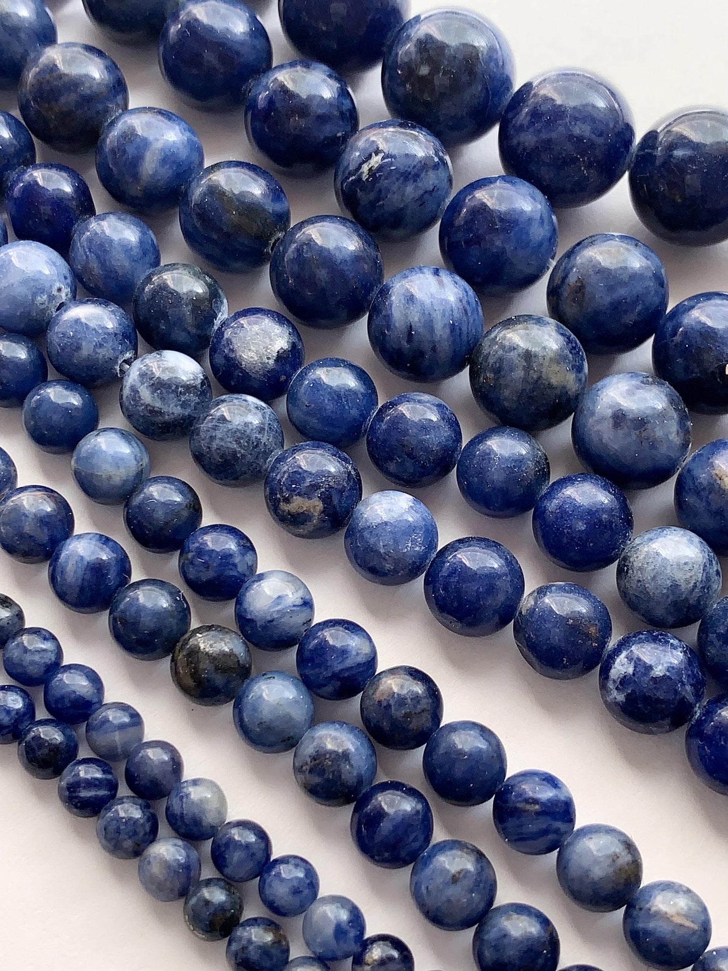 Natural Blue Sodalite Beads: Smooth Round Gemstone Strand (15")
