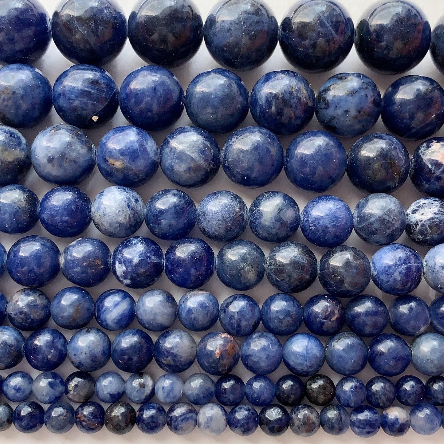 Natural Blue Sodalite Beads: Smooth Round Gemstone Strand (15")