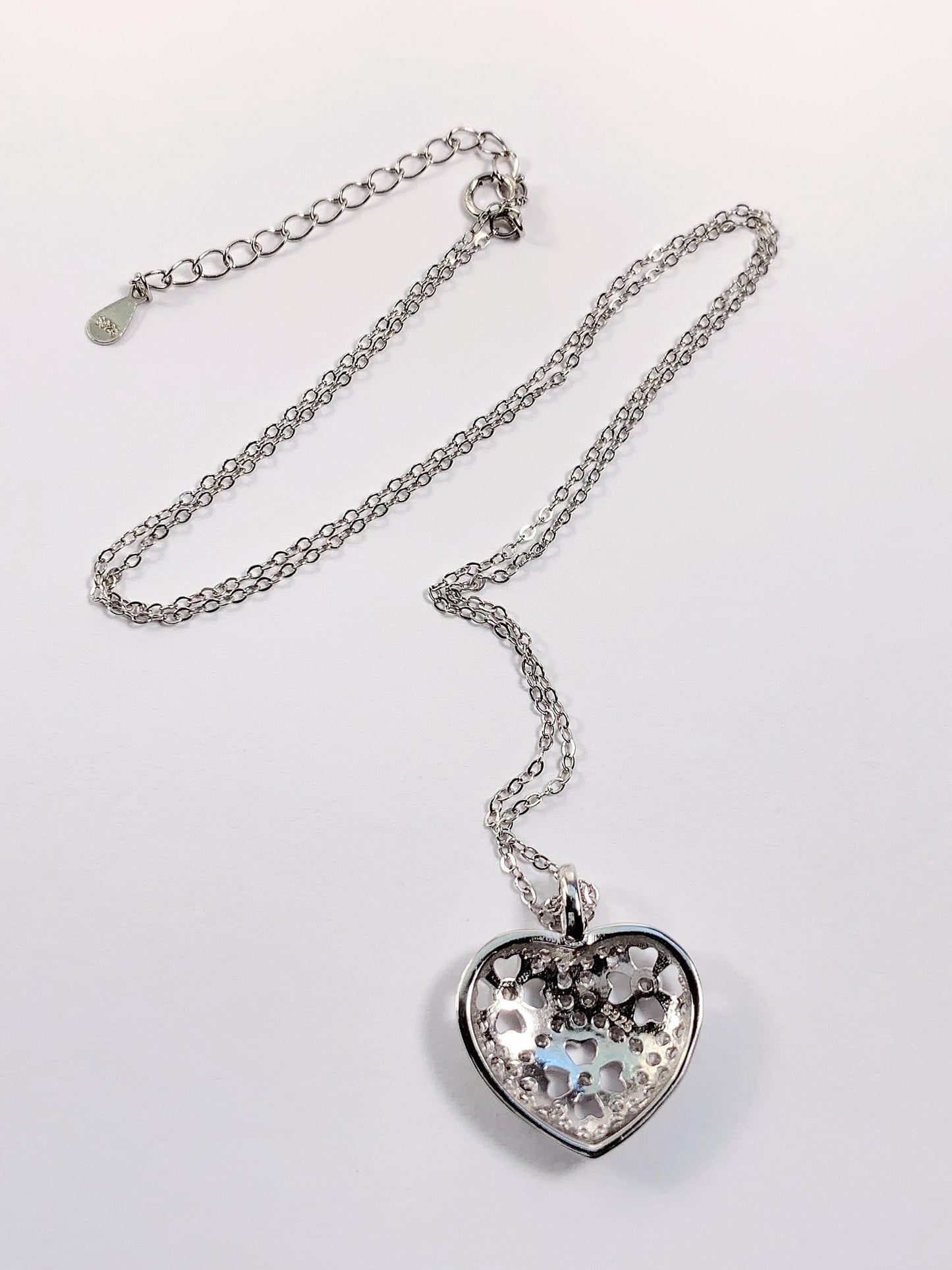 Heart Clover Necklace: 18k White Gold Plated Sterling Silver