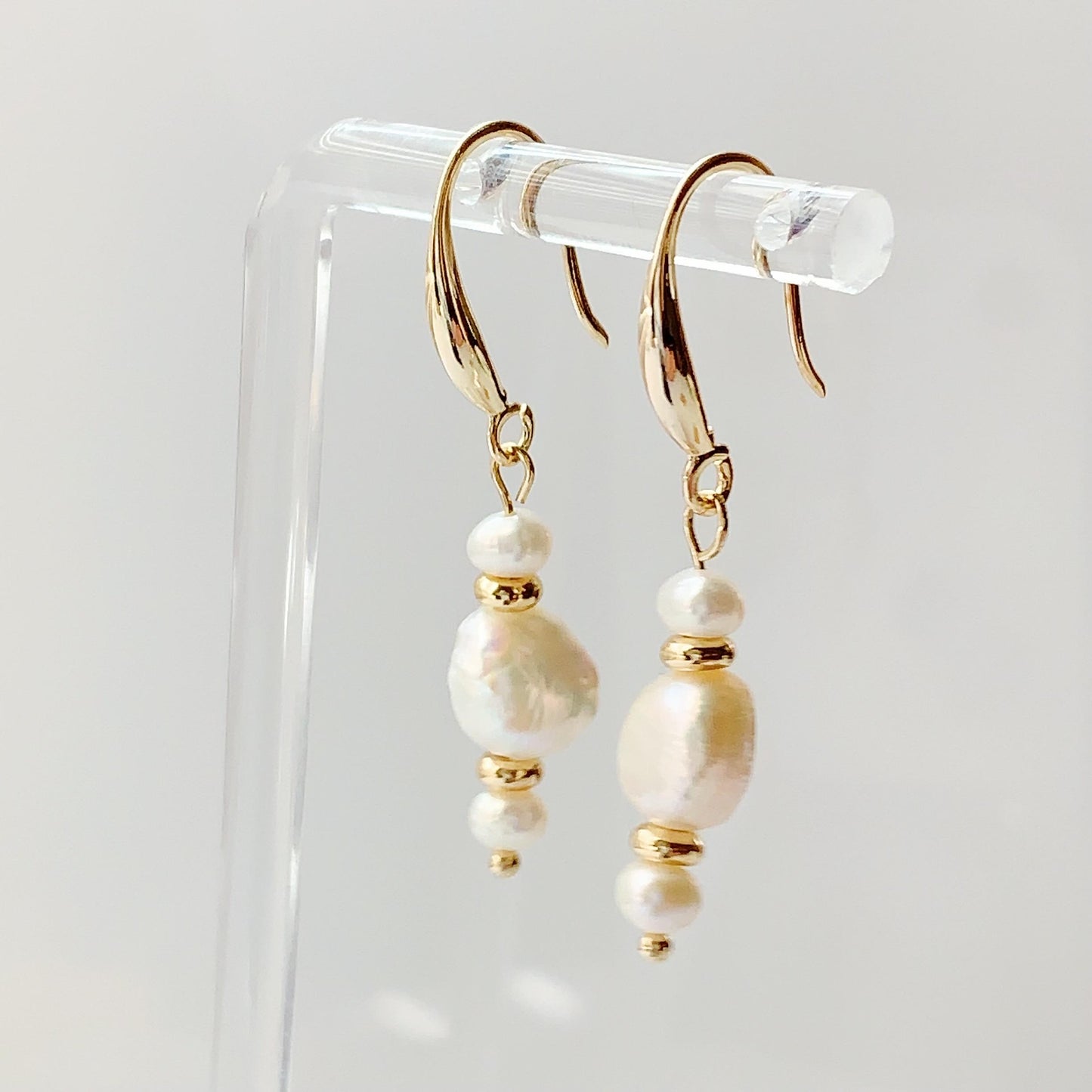 14K Gold Filled Baroque Pearl Earrings: Natural Freshwater Pearl Studs