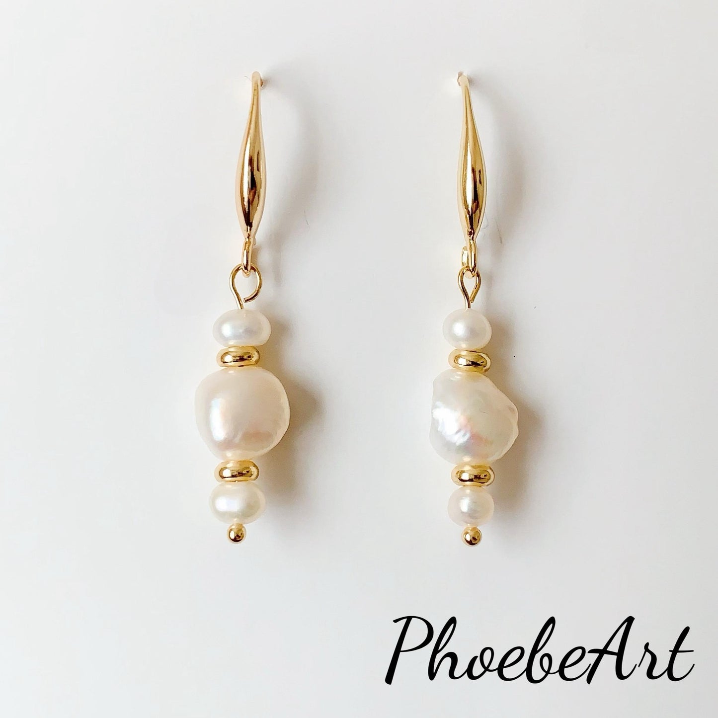 14K Gold Filled Baroque Pearl Earrings: Natural Freshwater Pearl Studs