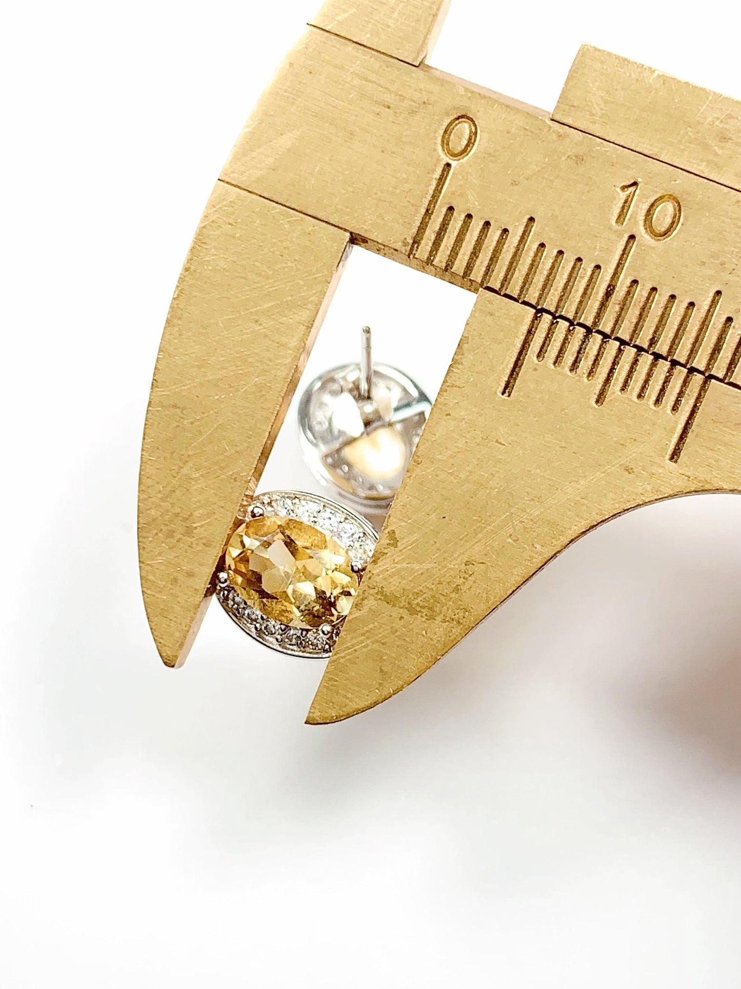 Citrine Sterling Silver Earrings: Yellow Oval Gemstone Studs
