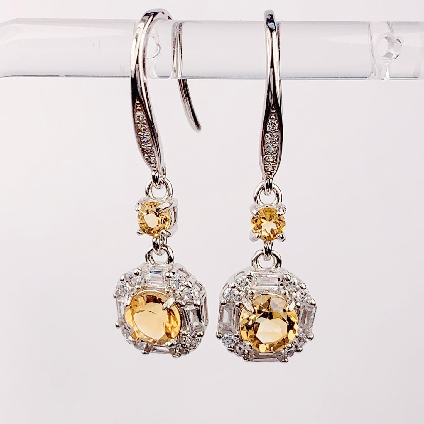 Citrine Earrings: 5mm Round, Sterling Silver, November Birthstone