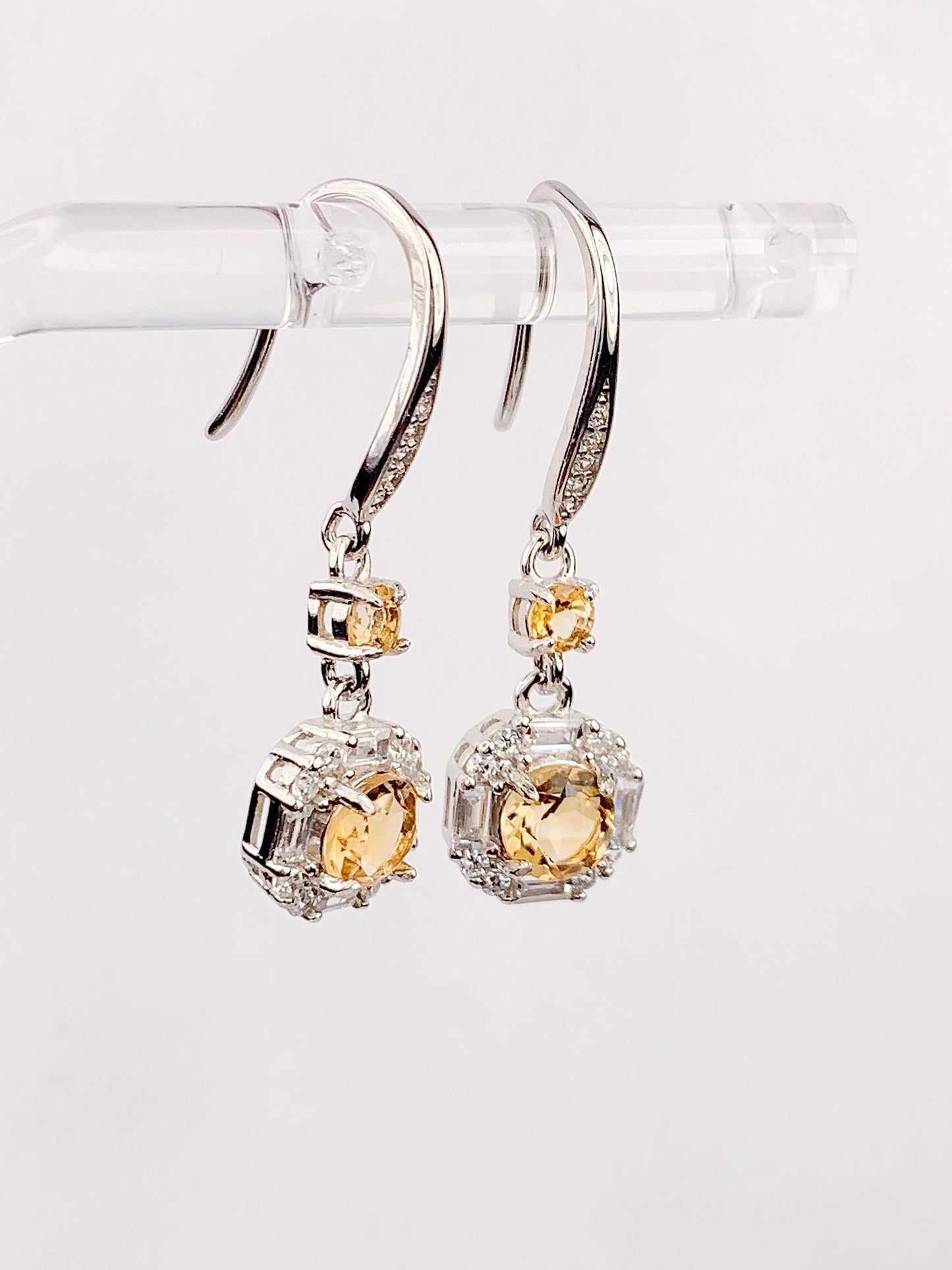 Citrine Earrings: 5mm Round, Sterling Silver, November Birthstone