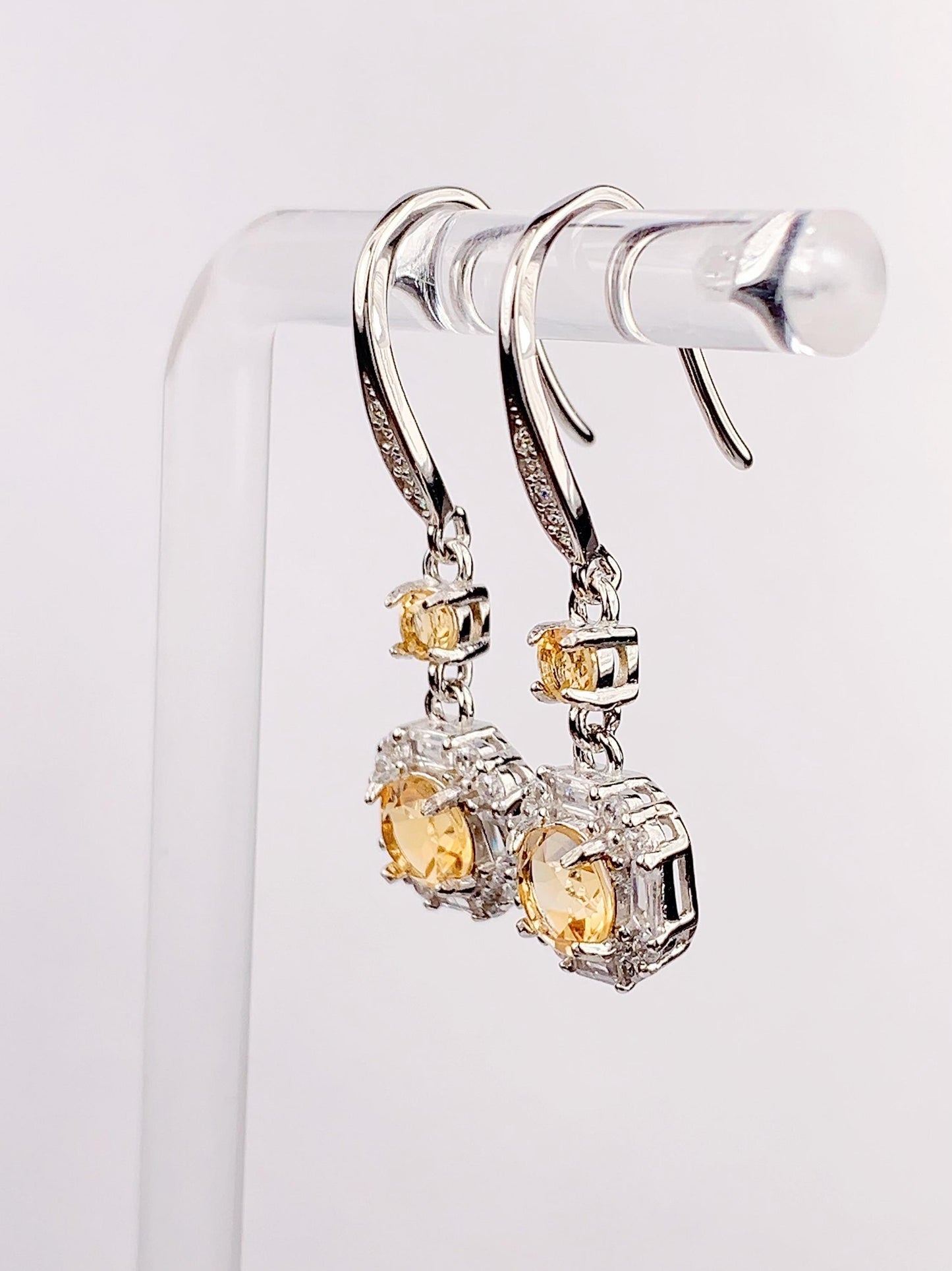 Citrine Earrings: 5mm Round, Sterling Silver, November Birthstone