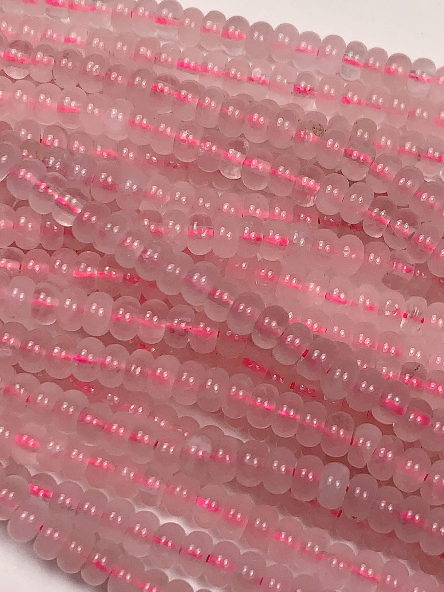 2x4mm Natural Pink Rose Quartz Smooth Rondelle Beads Gemstone Strand 15"