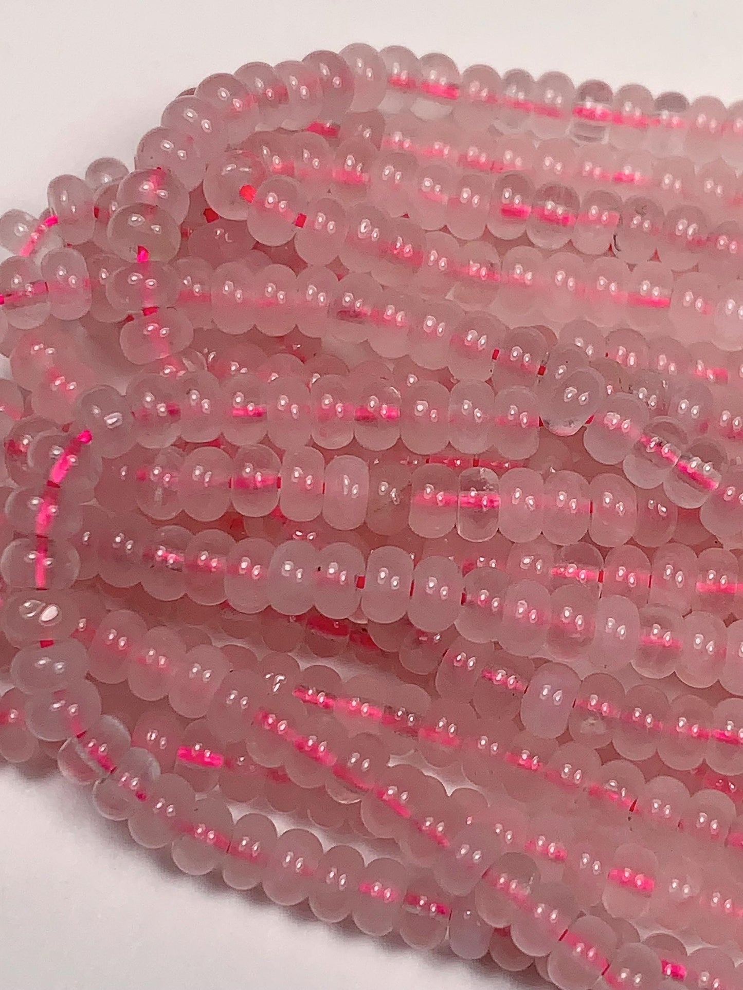 2x4mm Natural Pink Rose Quartz Smooth Rondelle Beads Gemstone Strand 15"
